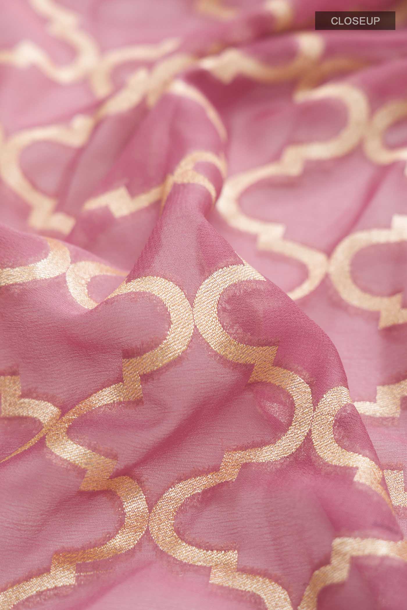 Pink Banarasi Georgette Saree - Image 2