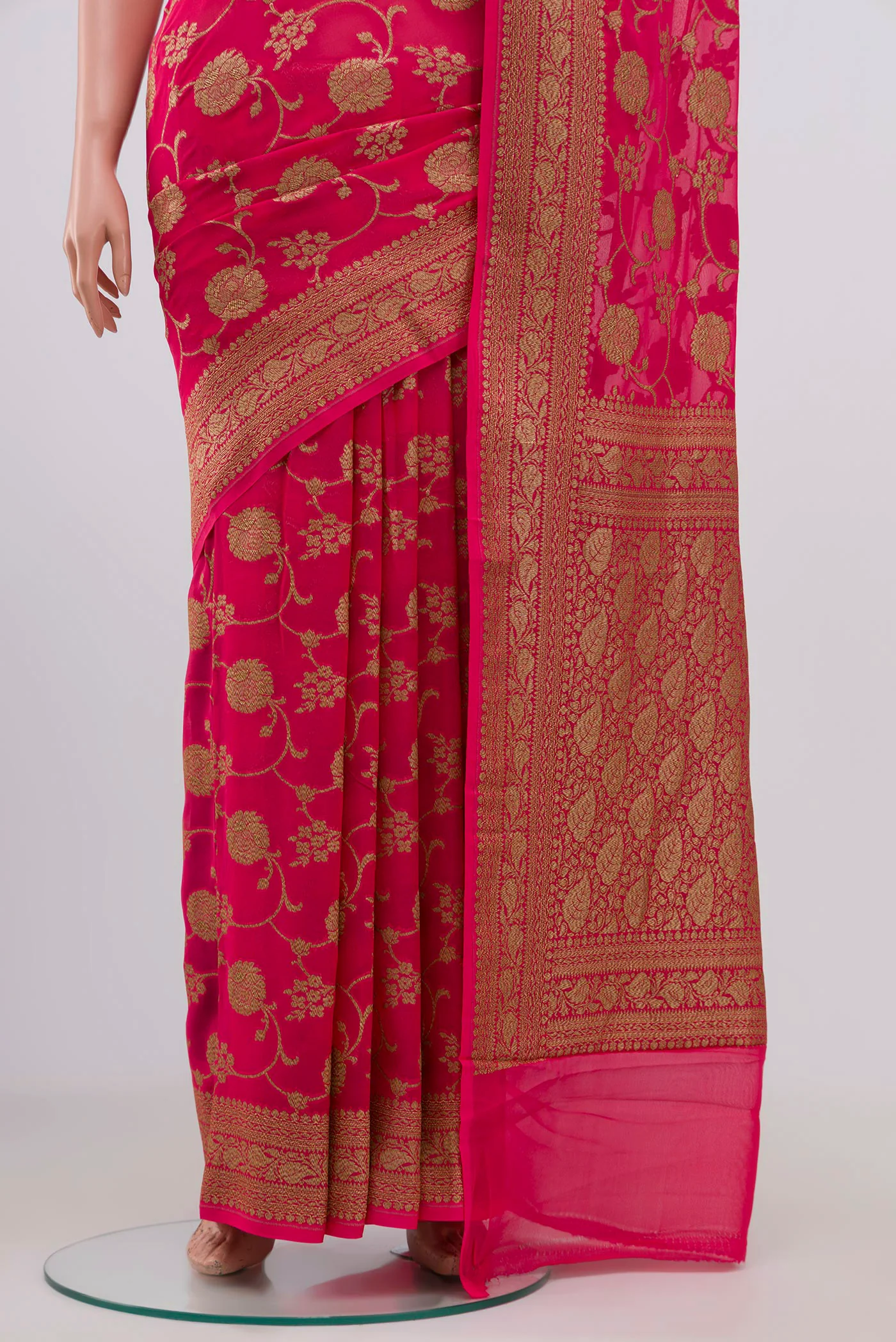 Pink Banarasi Georgette Saree - Image 3