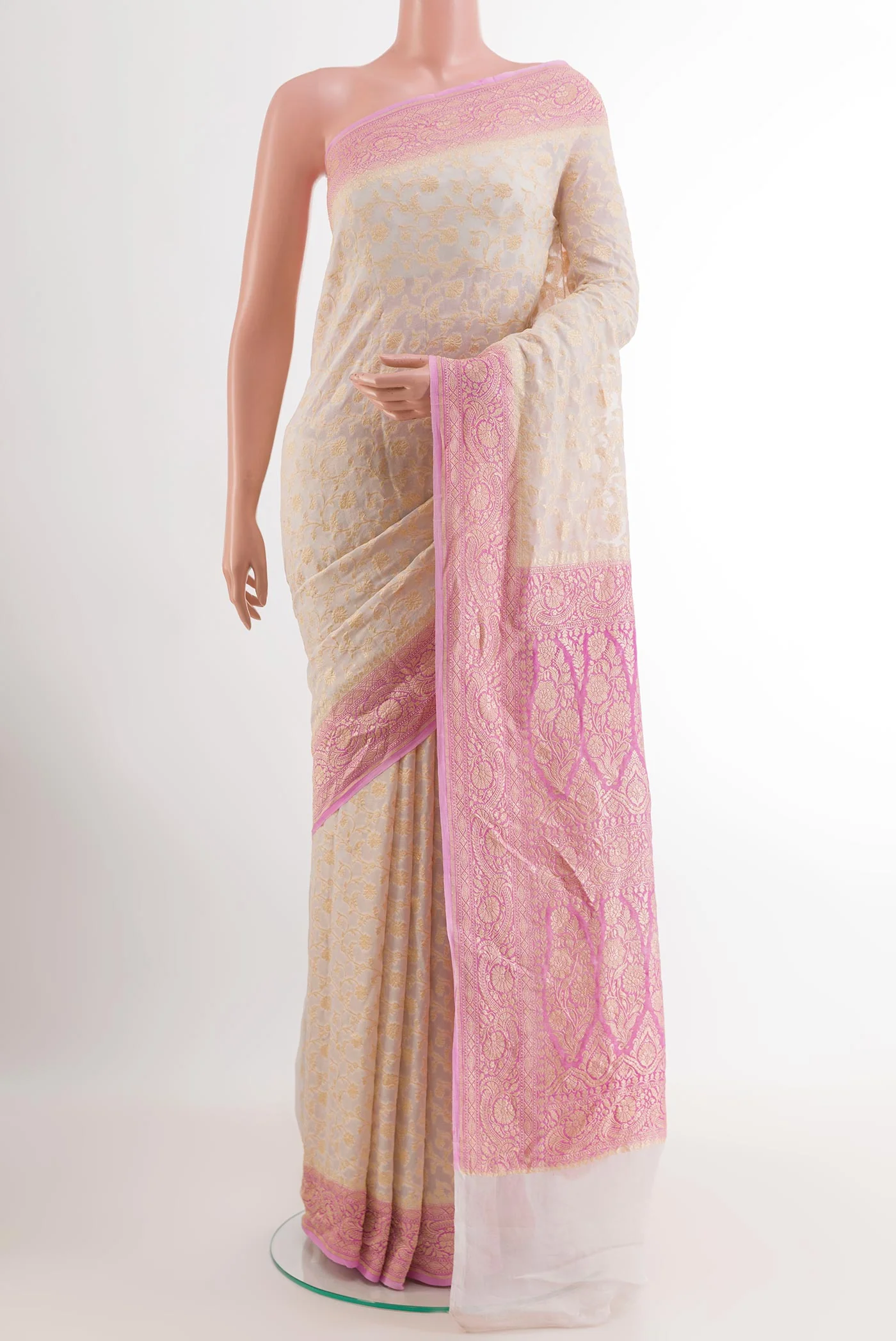 Off White Banarasi Georgette Saree