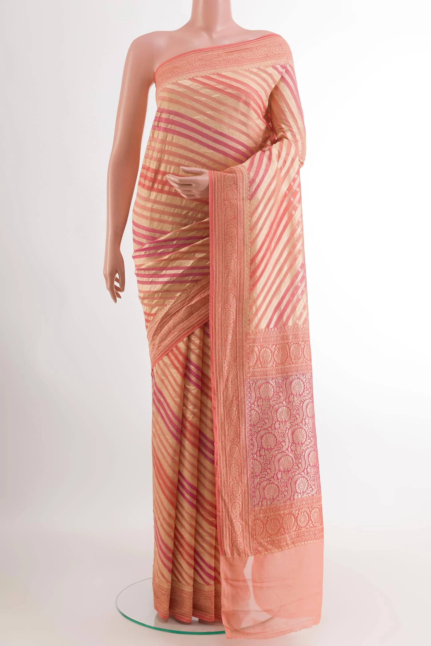 Peach Banarasi Georgette Saree