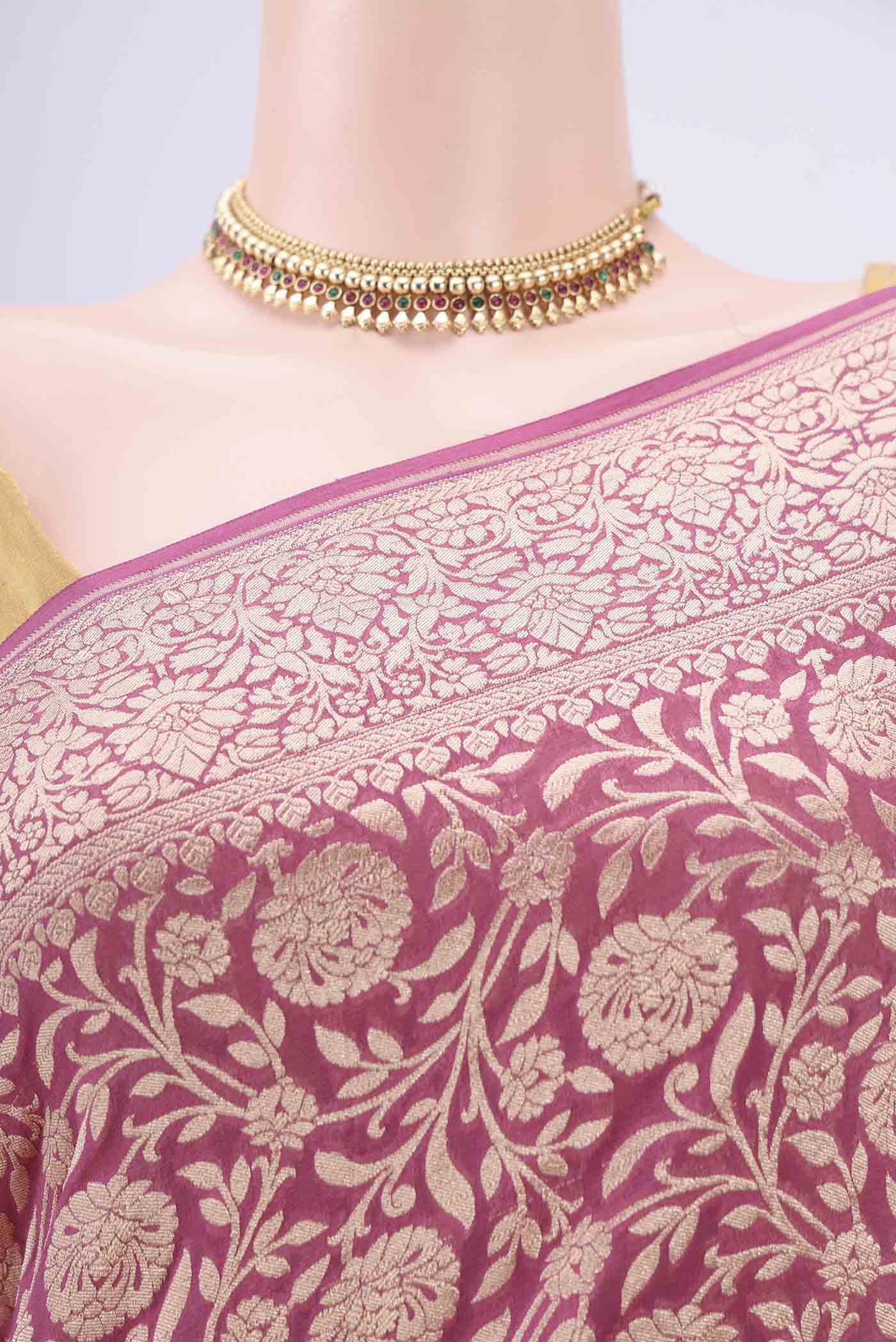 Pink Banarasi Georgette Saree - Image 2