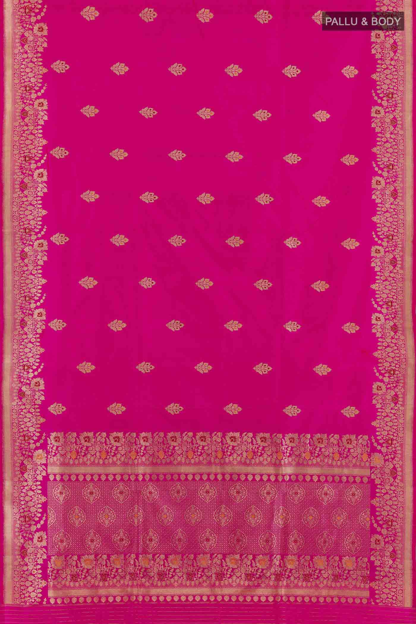 Pink Banarasi Katan Silk Saree - Image 3