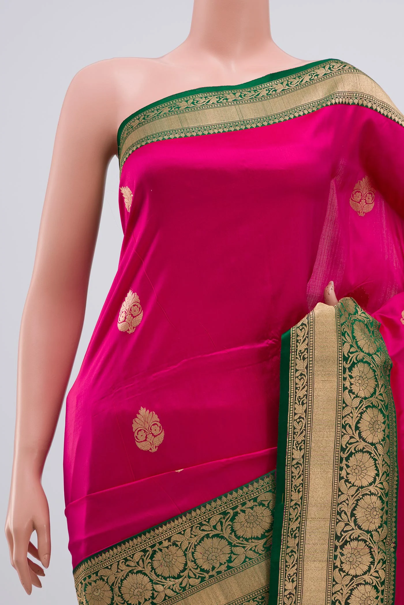 Pink Banarasi Katan Silk Saree - Image 2