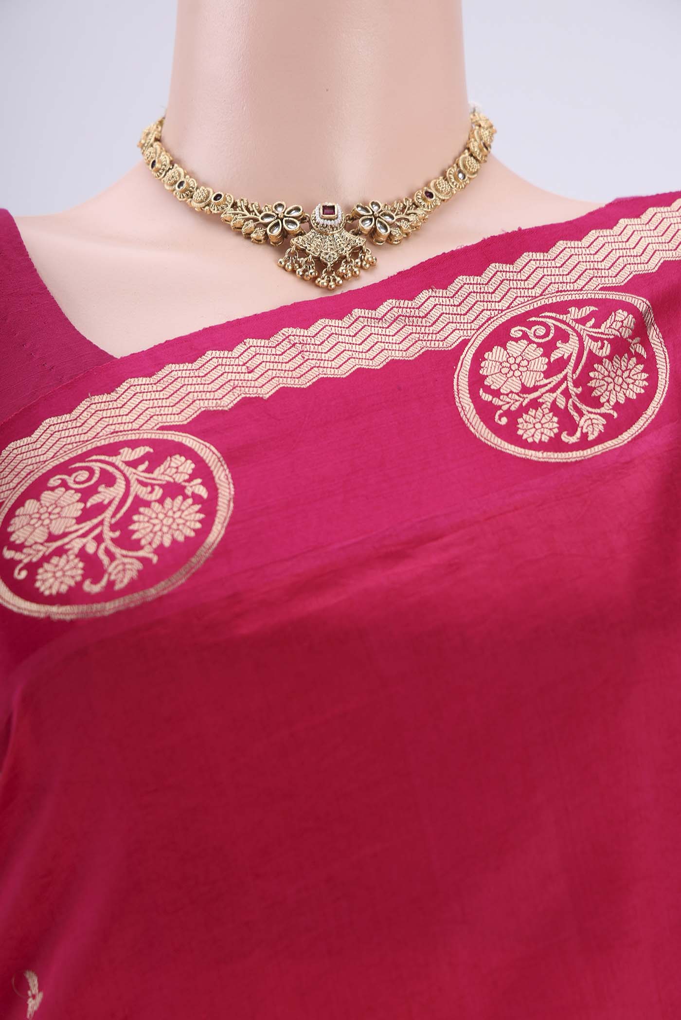 Pink Banarasi Katan Silk Saree - Image 2