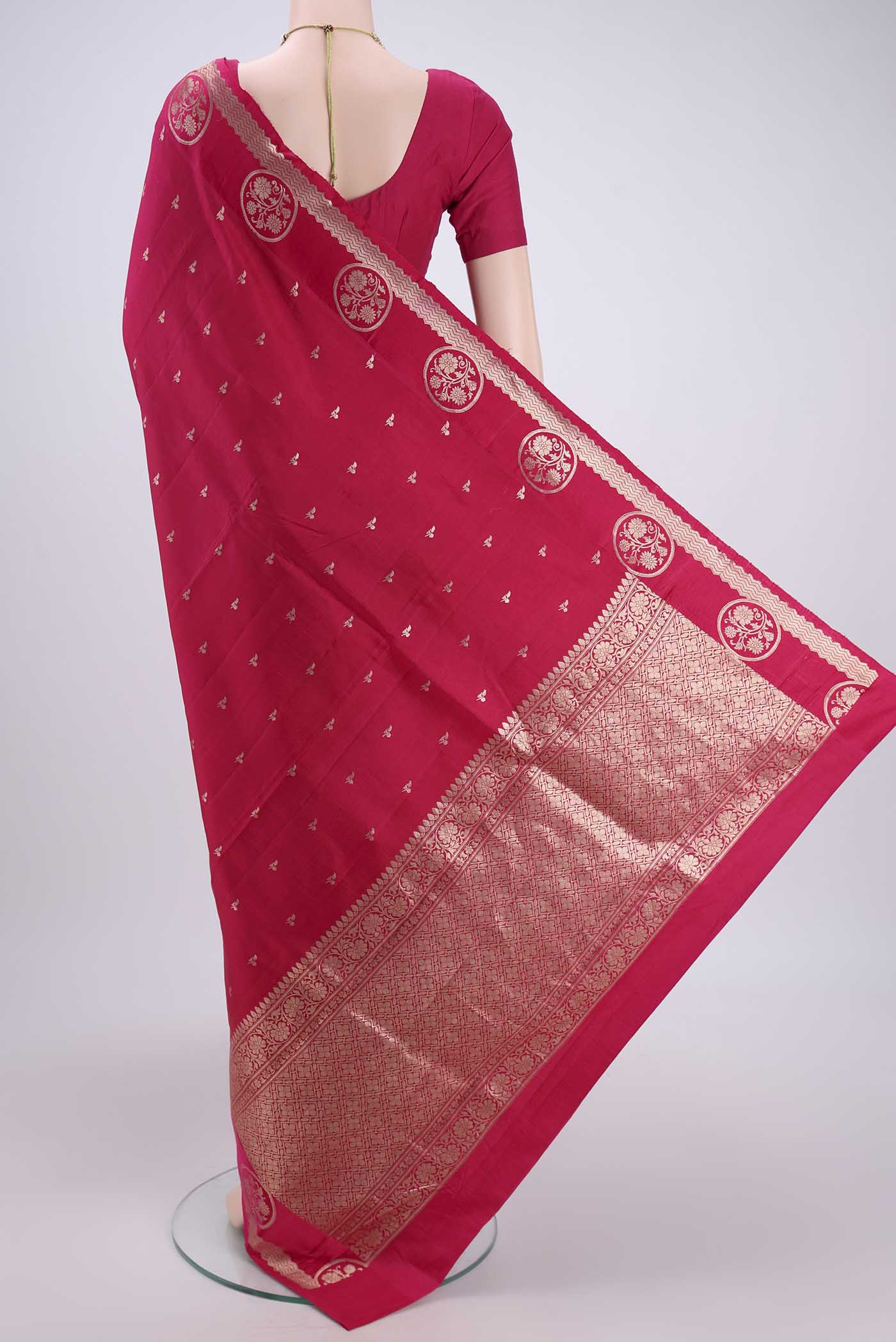 Pink Banarasi Katan Silk Saree - Image 3