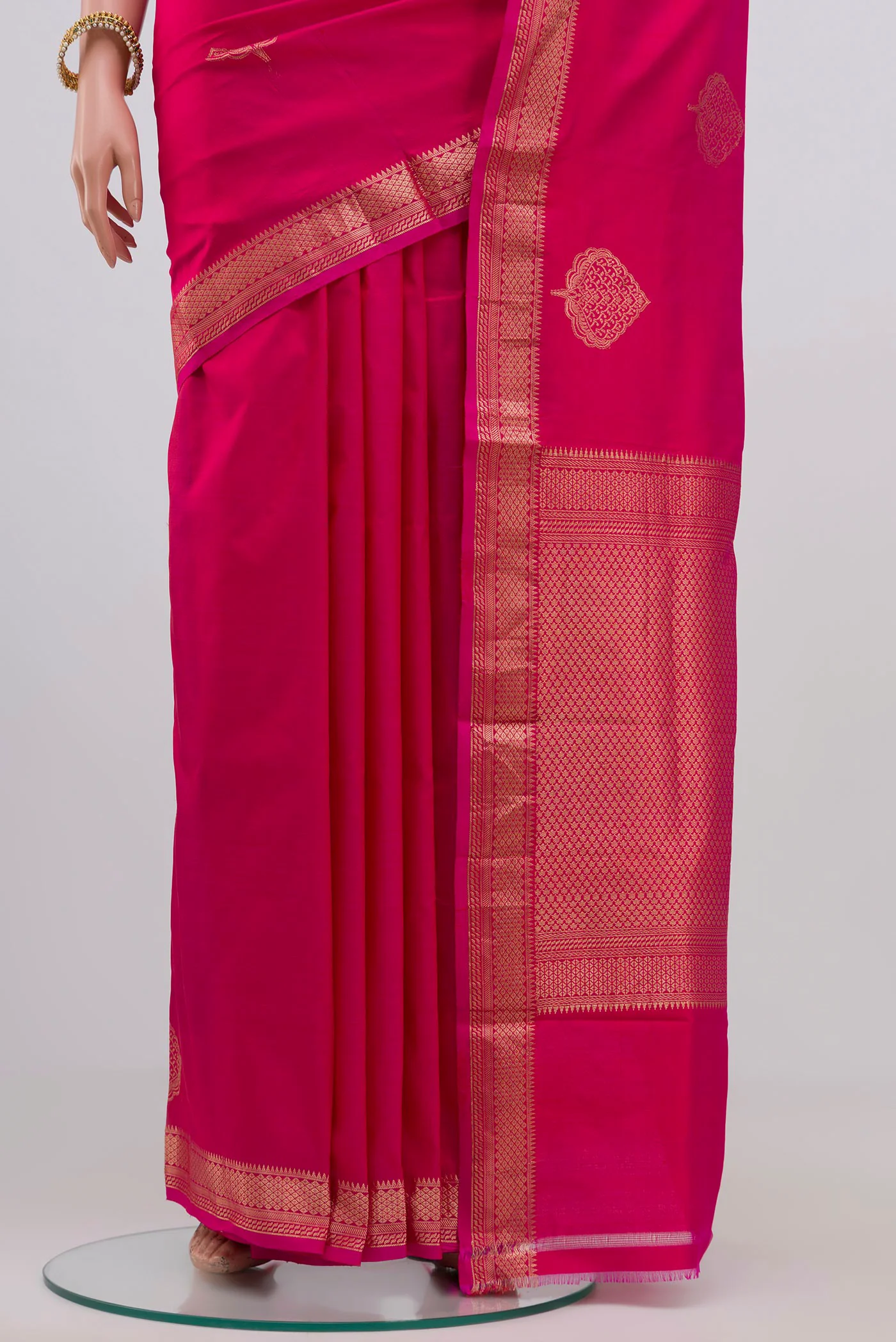 Pink Banarasi Katan Silk Saree - Image 3