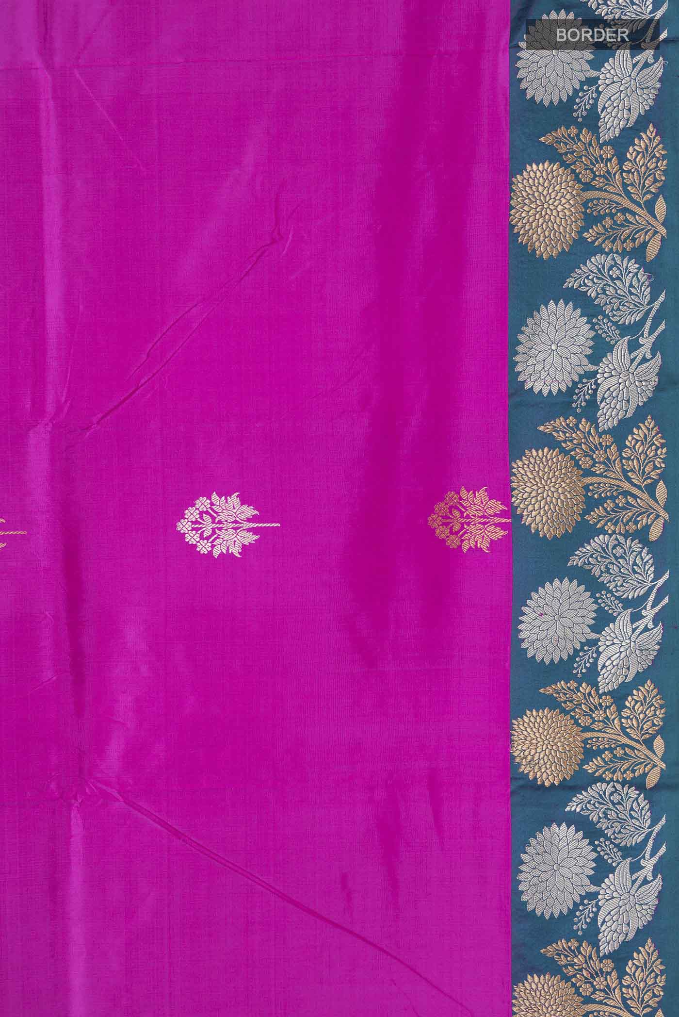 Magenta Banarasi Katan Silk Saree - Image 3