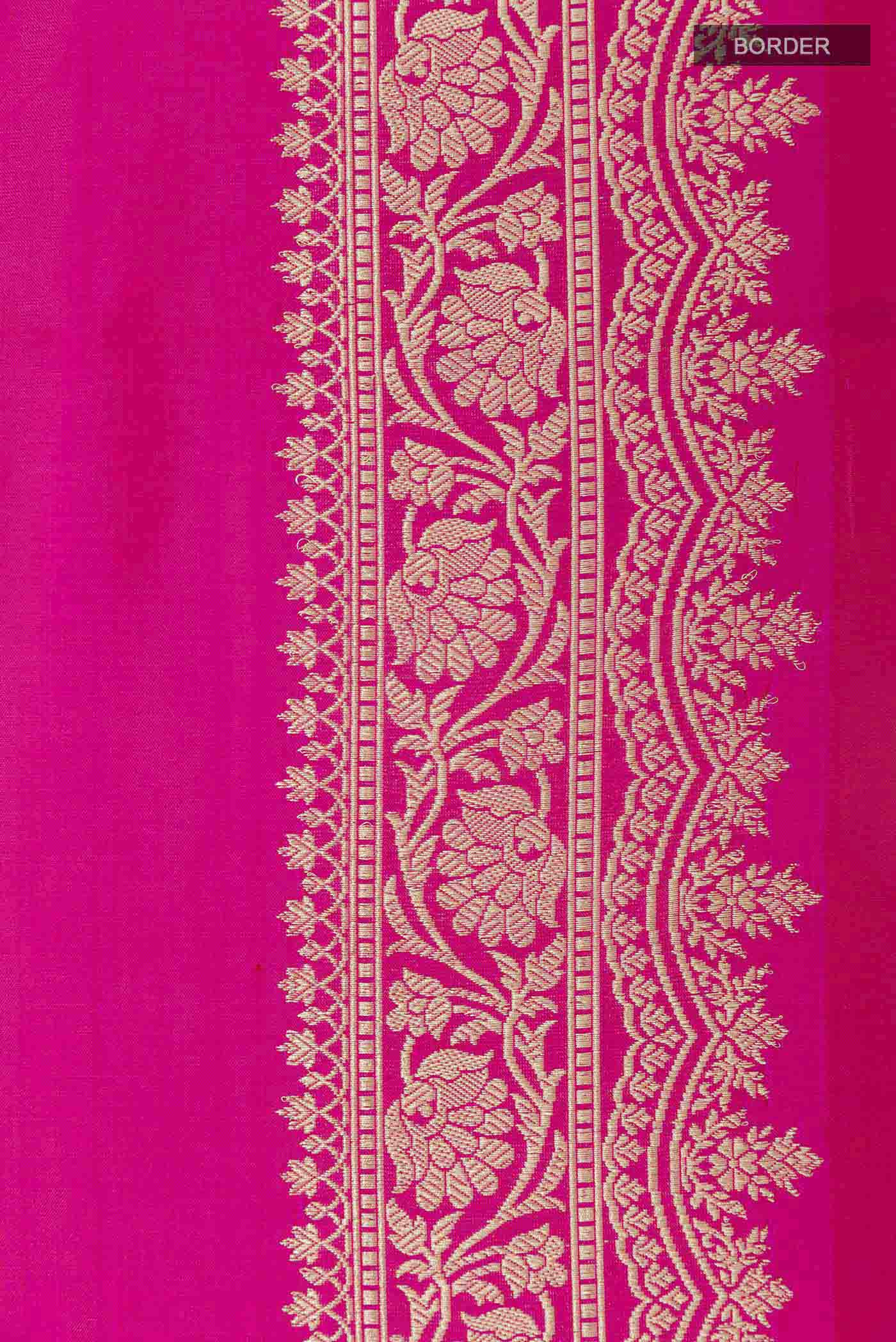 Pink Banarasi Katan Silk Saree - Image 3