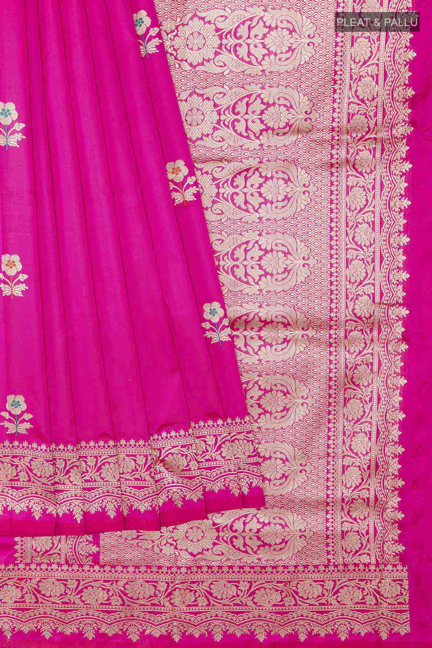 Pink Banarasi Katan Silk Saree - Image 4