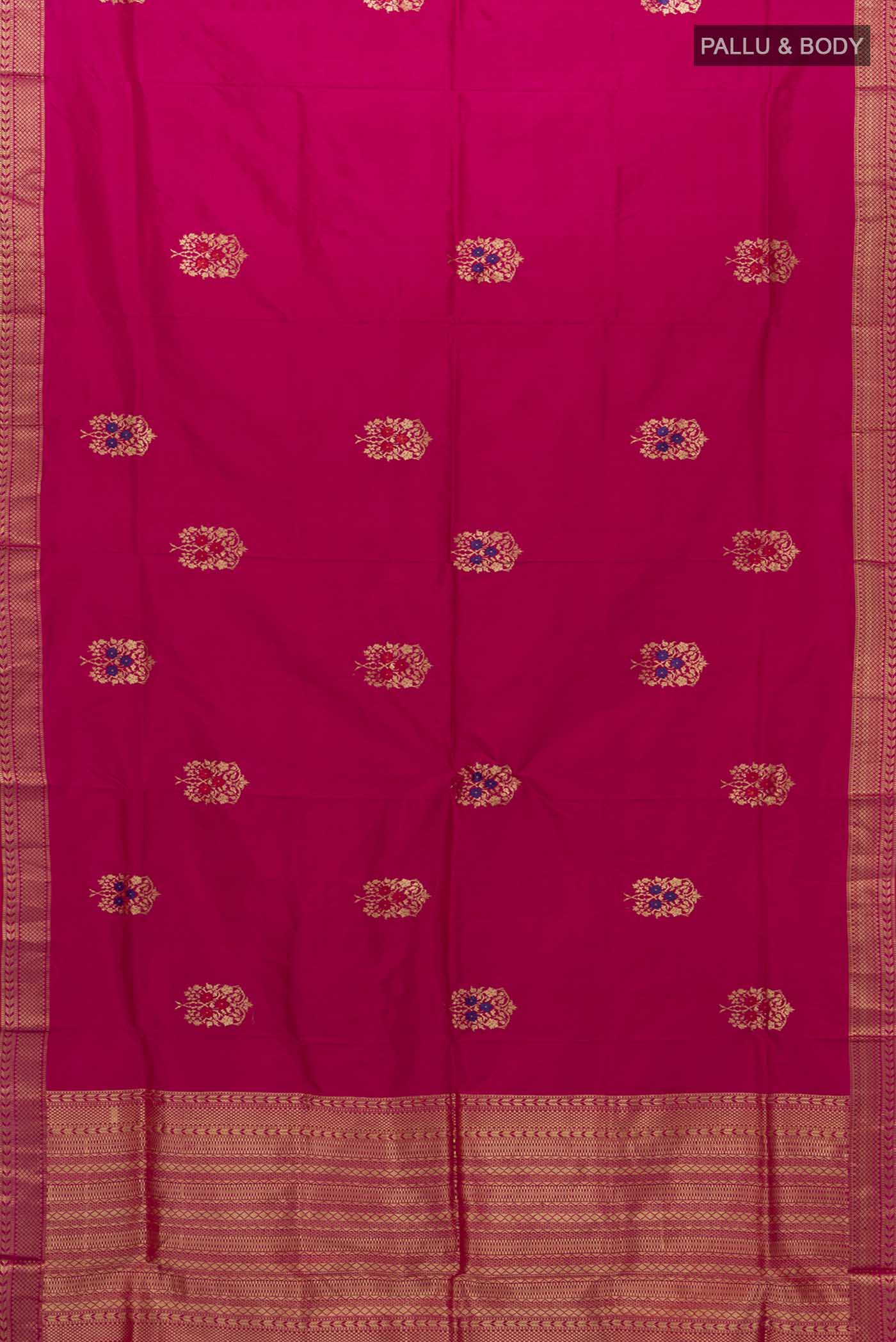 Pink Banarasi Katan Silk Saree - Image 5