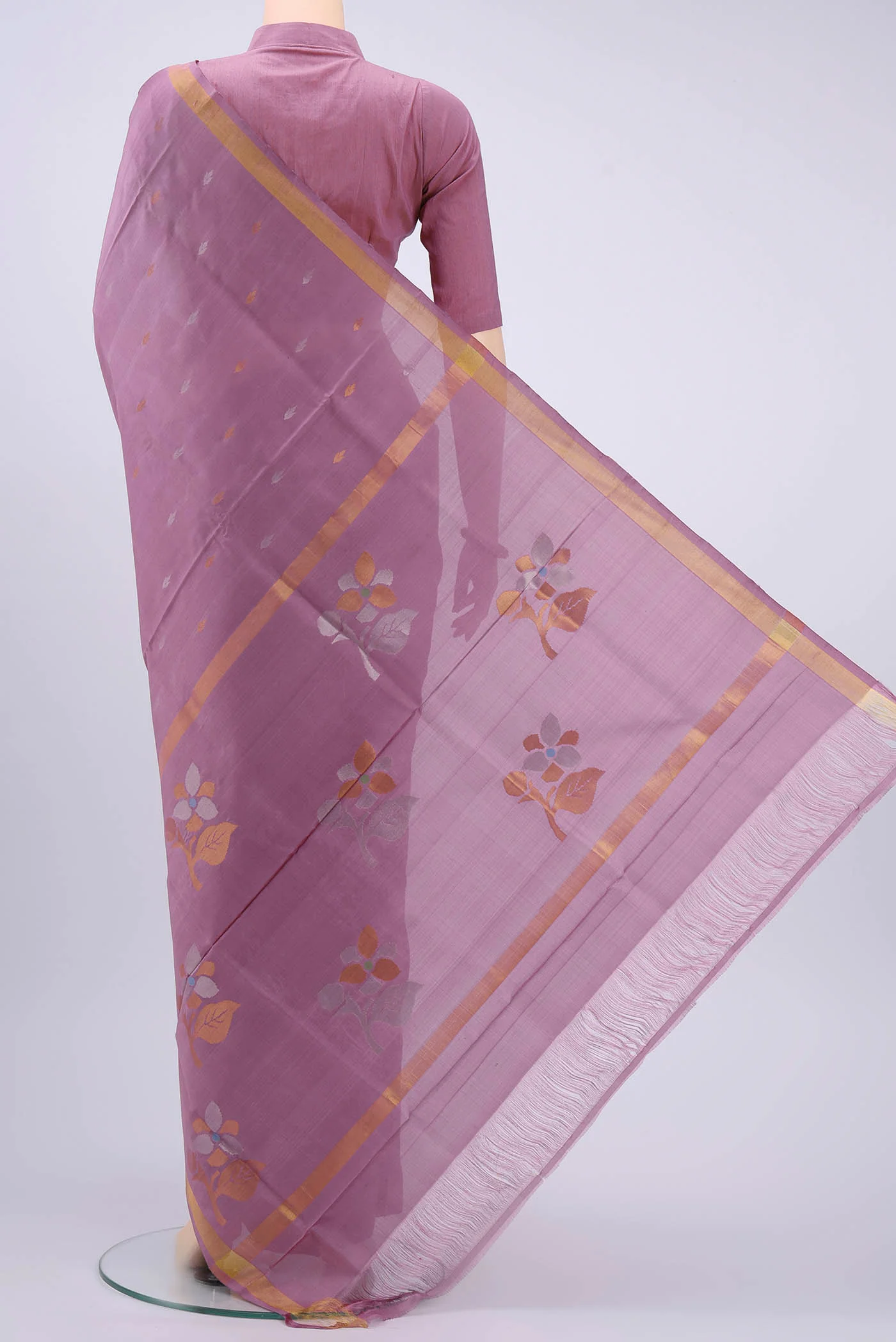 Lavender Uppada Silk Saree - Image 3