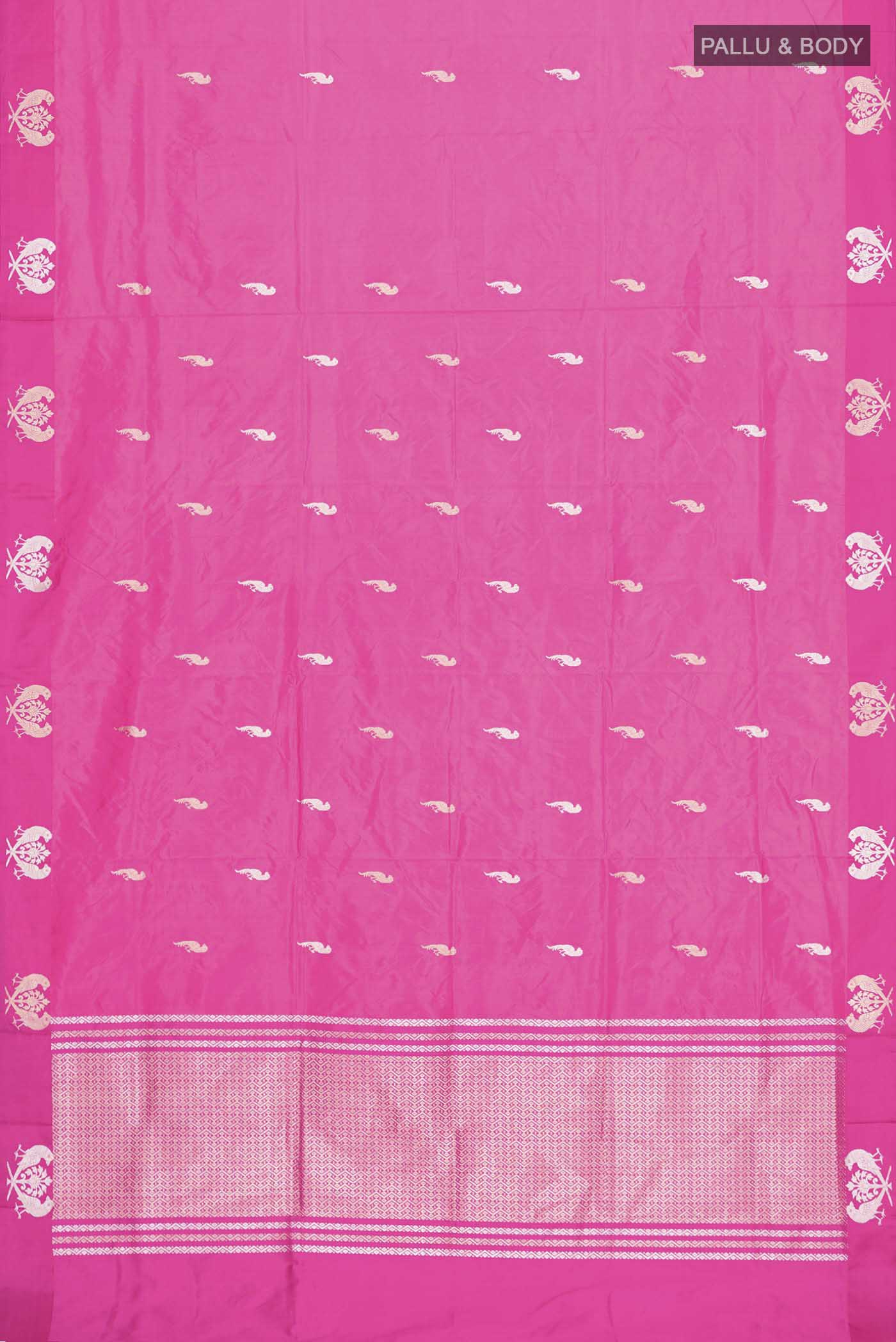 Pink Banarasi Katan Silk Saree - Image 5