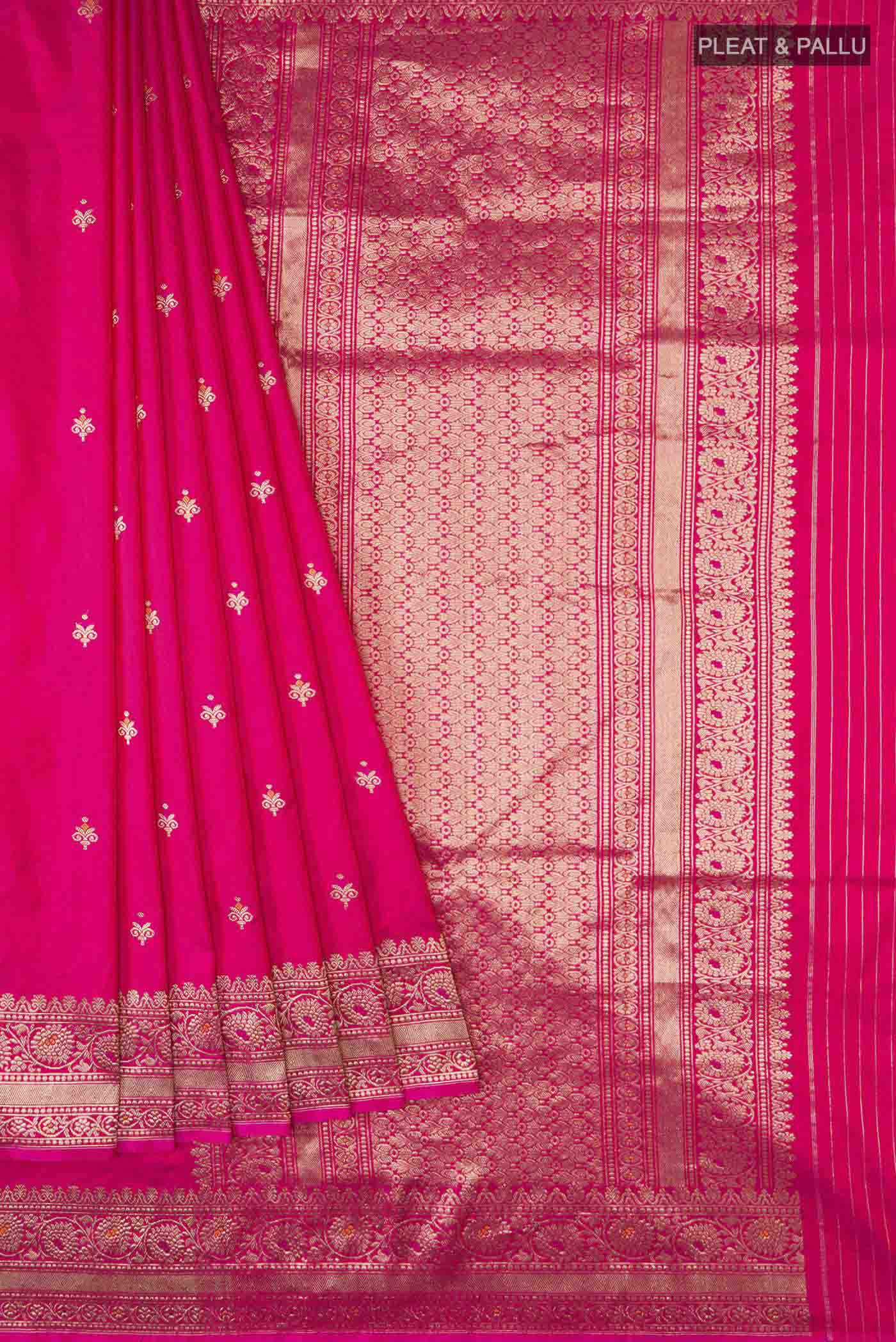 Pink Banarasi Katan Silk Saree - Image 4