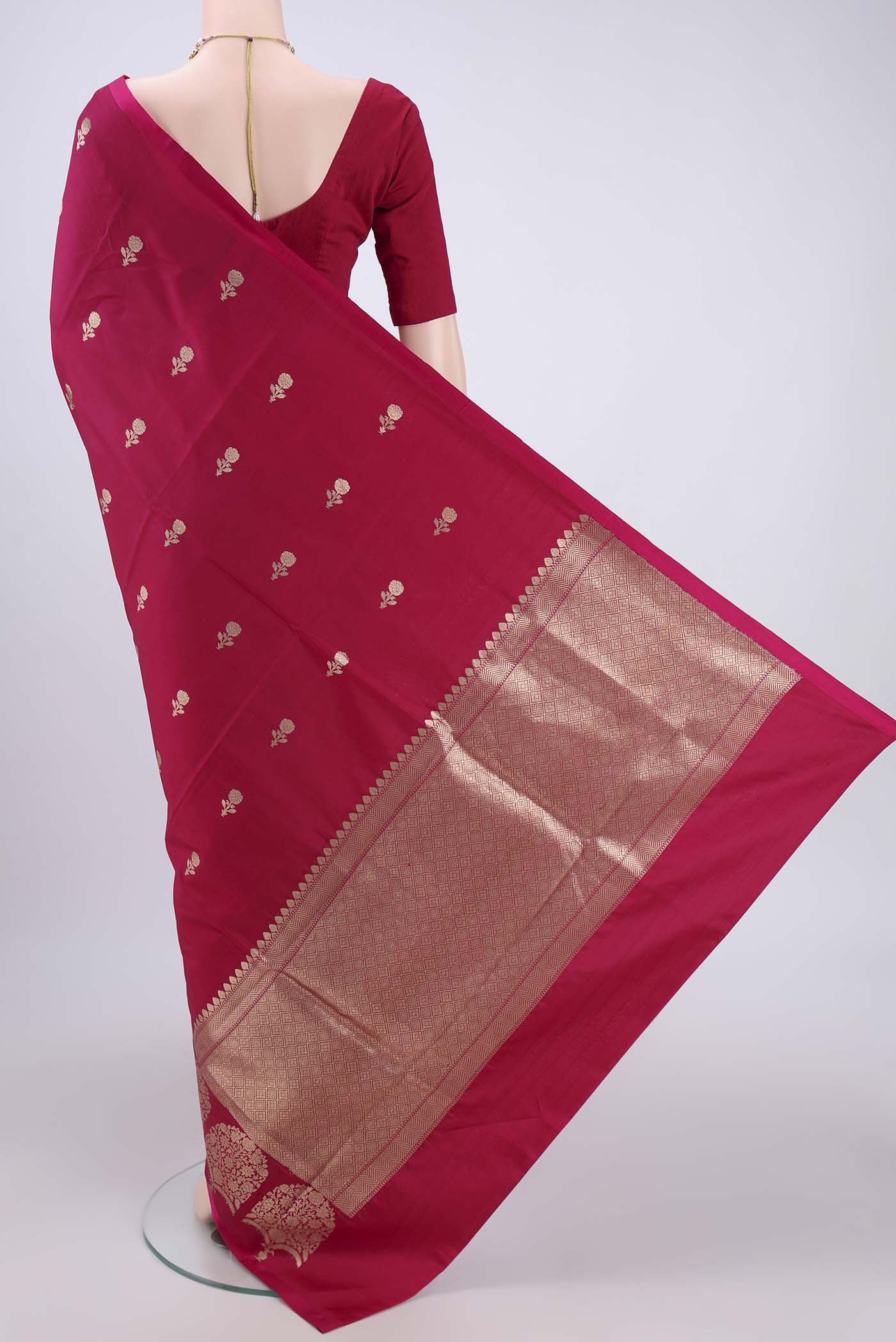 Pink Banarasi Katan Silk Saree - Image 3