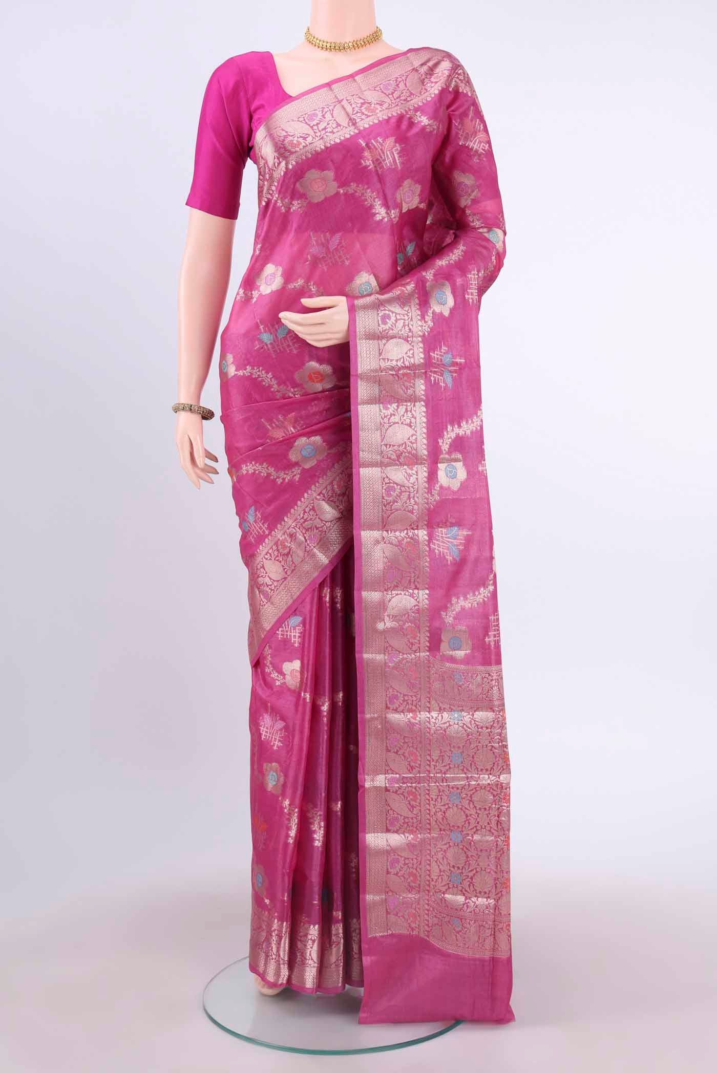 Pink Banarasi Raw Silk Saree