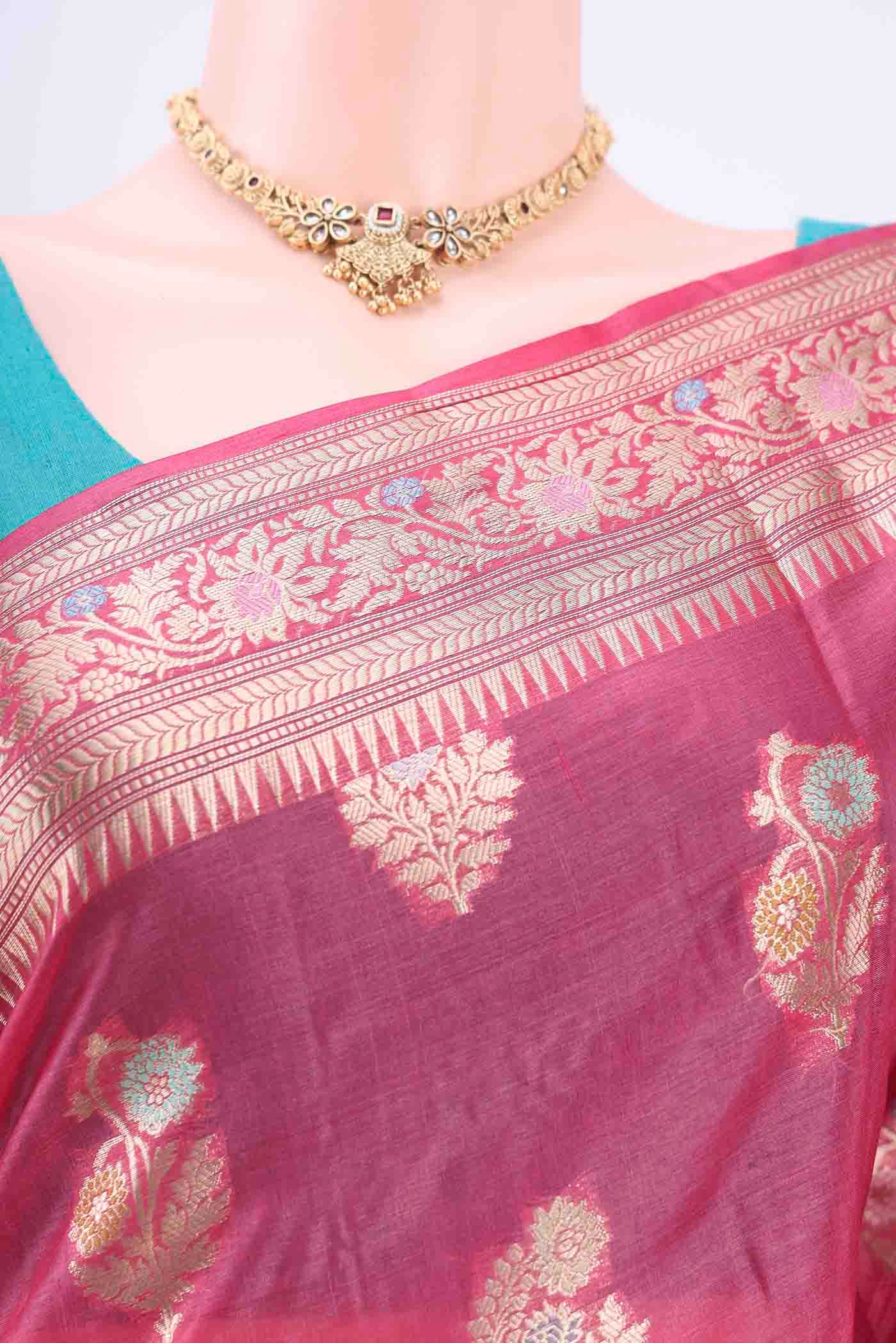 Pink Banarasi Raw Silk Saree - Image 2