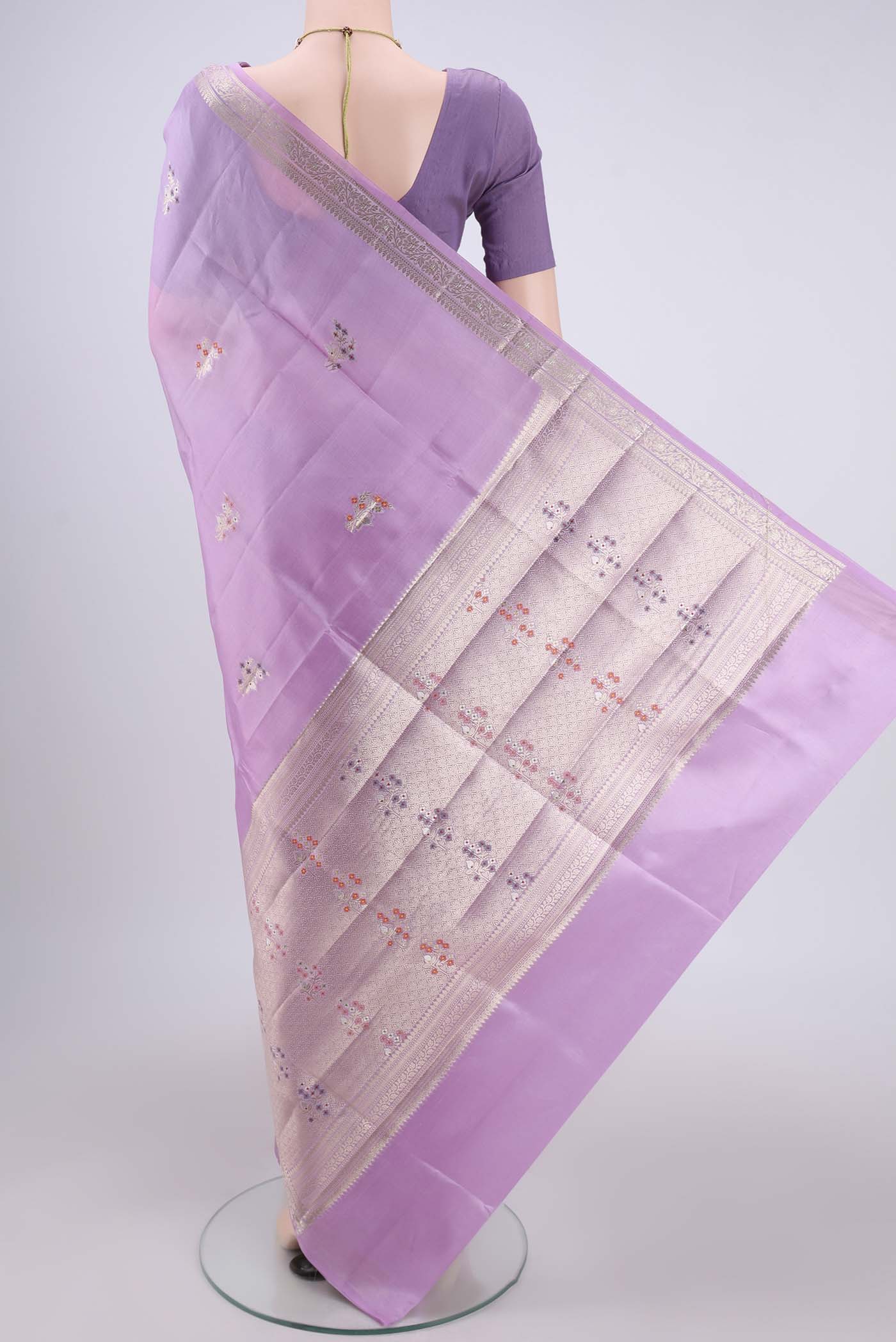 Lavender Banarasi Raw Silk Saree - Image 3