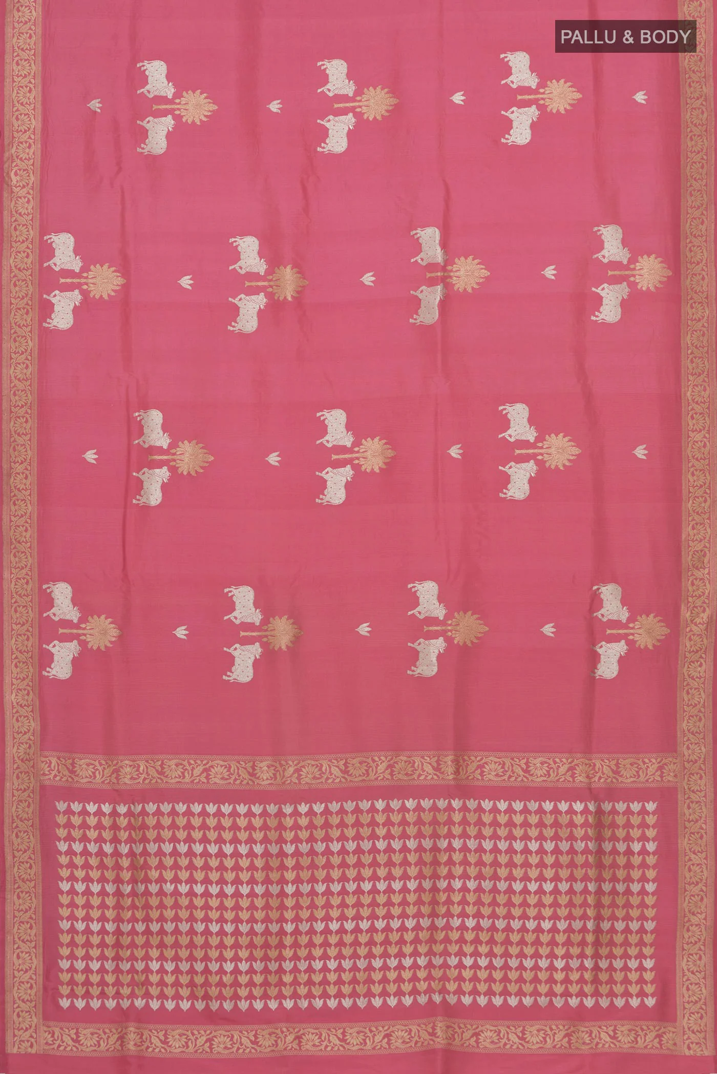 Rose pink Banarasi Katan Silk Saree - Image 5