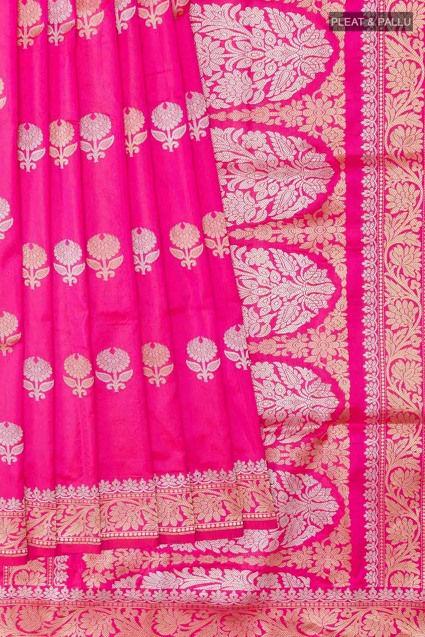 Pink Banarasi Silk Saree - Image 4