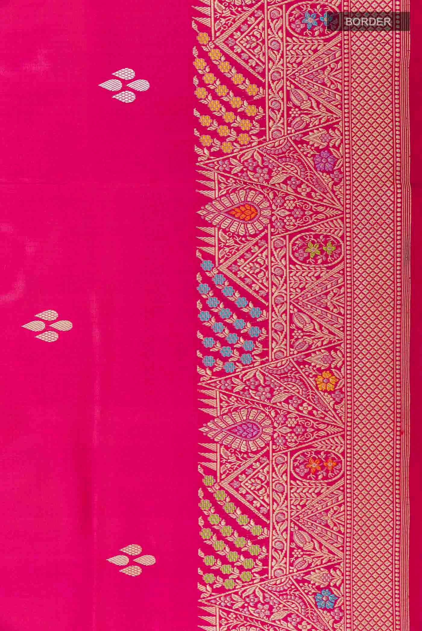 Pink Banarasi Silk Saree - Image 3