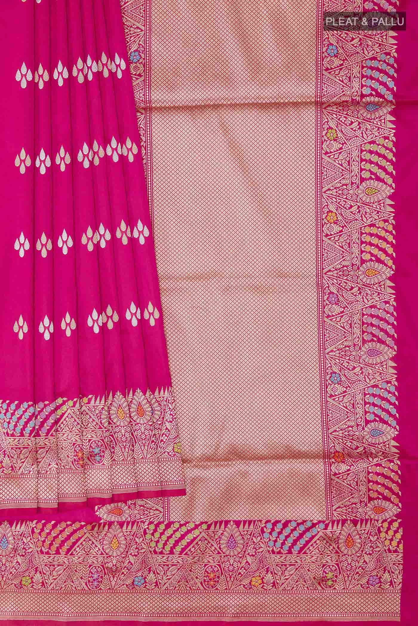 Pink Banarasi Silk Saree - Image 4