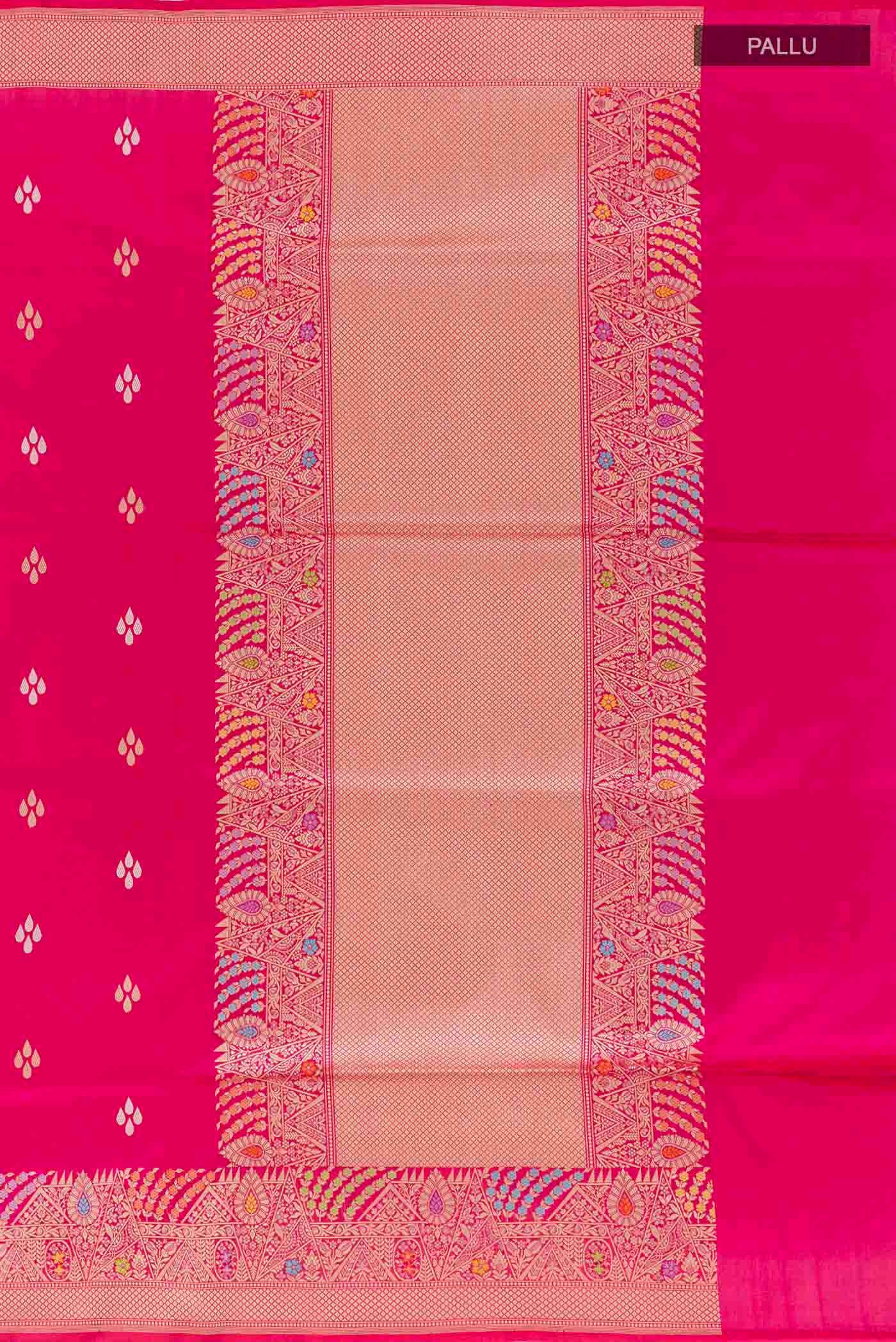 Pink Banarasi Silk Saree - Image 7