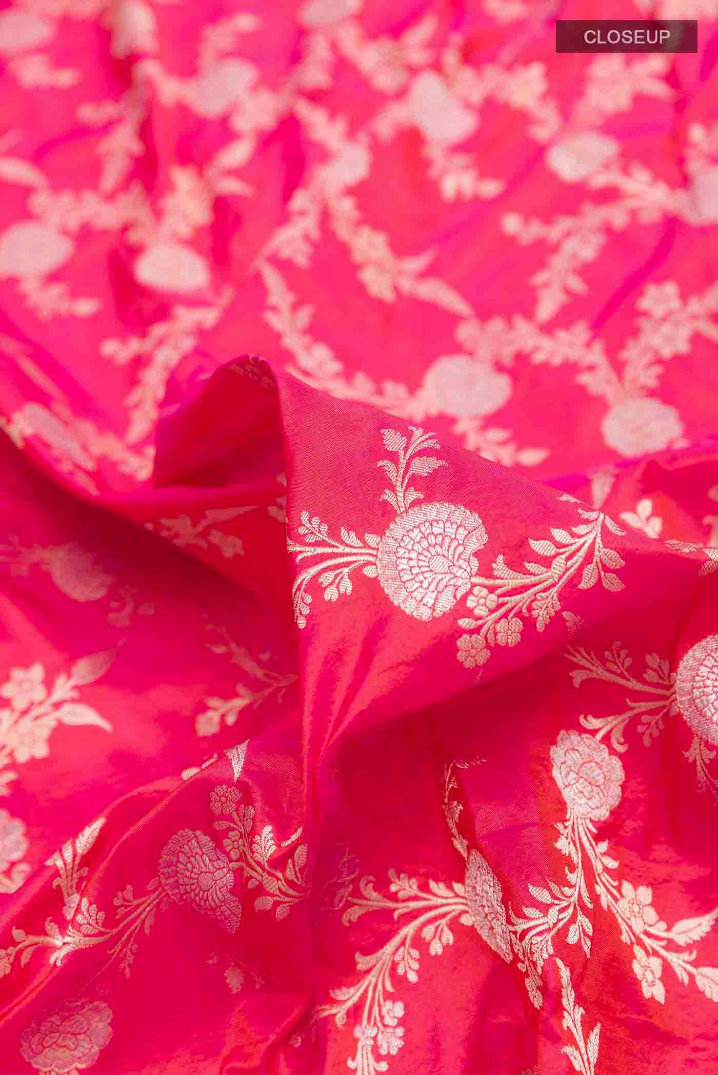 Pink Banarasi Silk Saree - Image 2