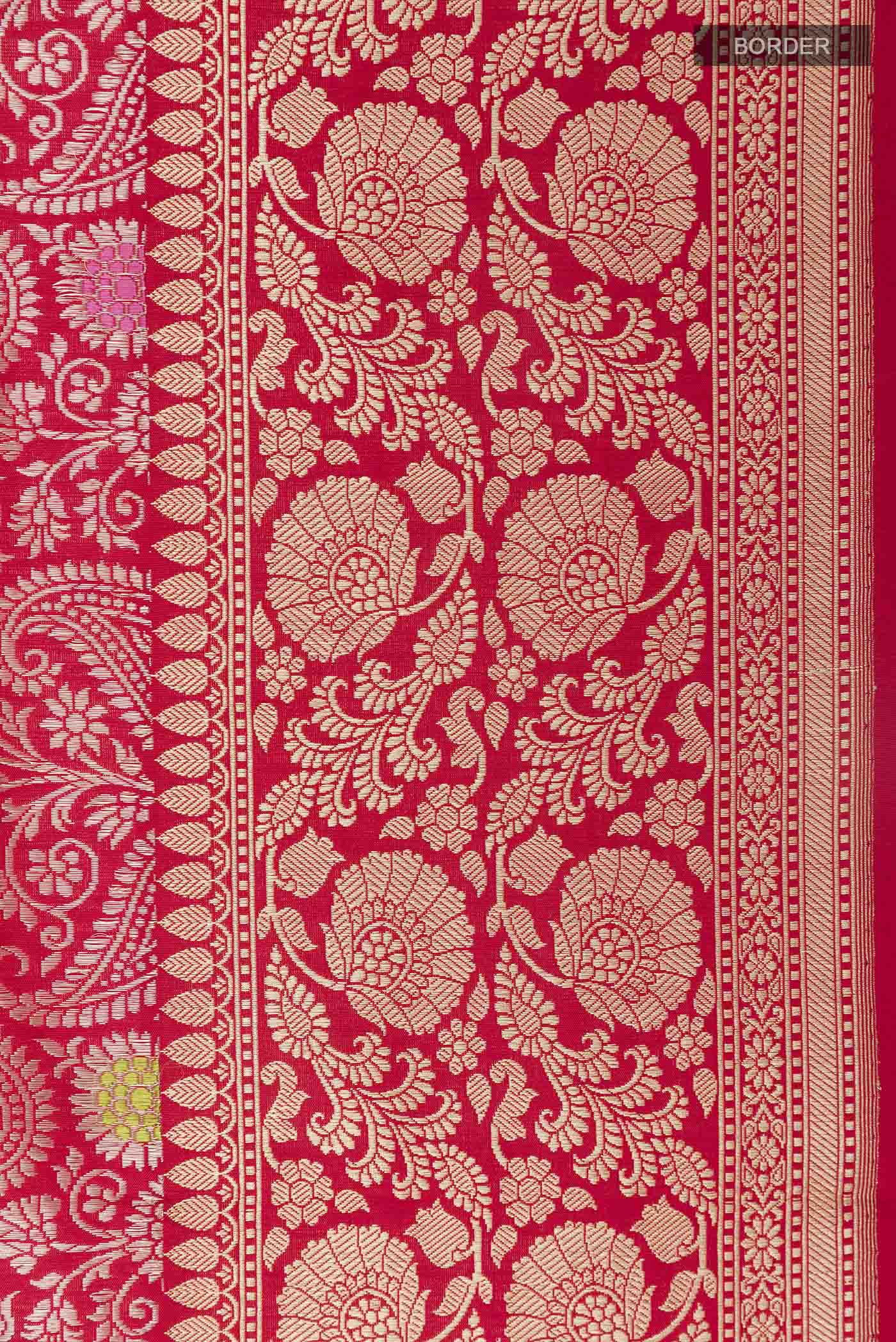 Pink Banarasi Silk Saree - Image 3