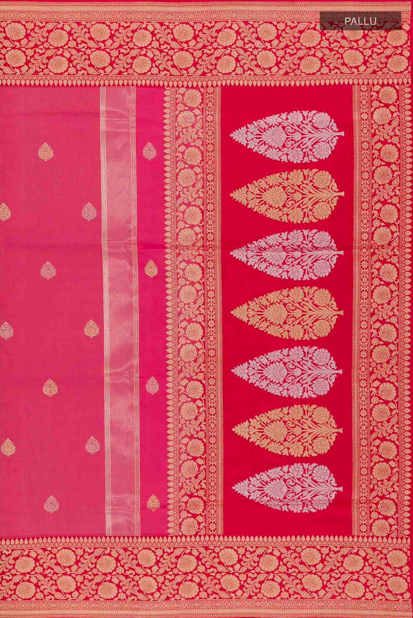 Pink Banarasi Silk Saree - Image 7