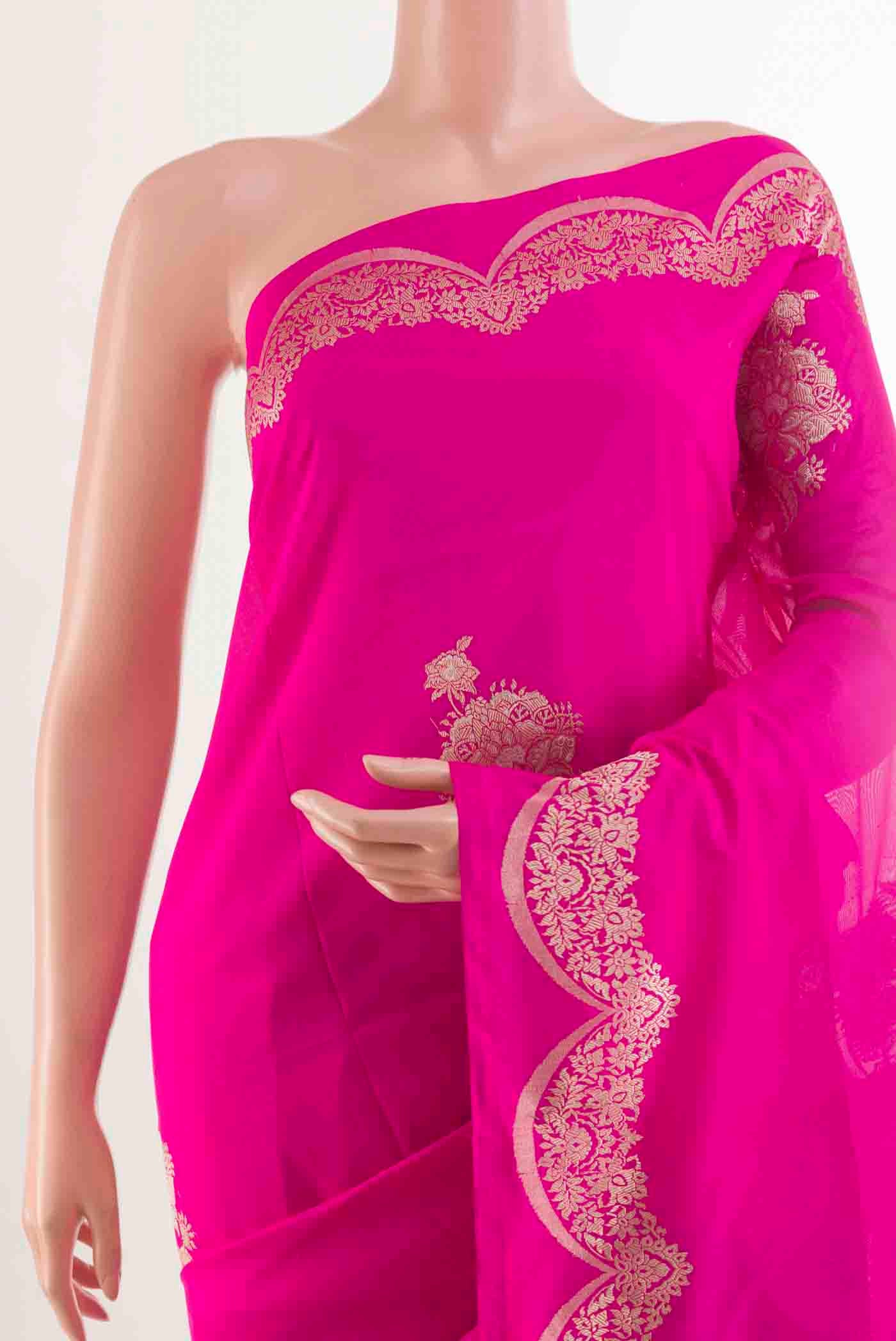 Pink Banarasi Silk Saree - Image 2