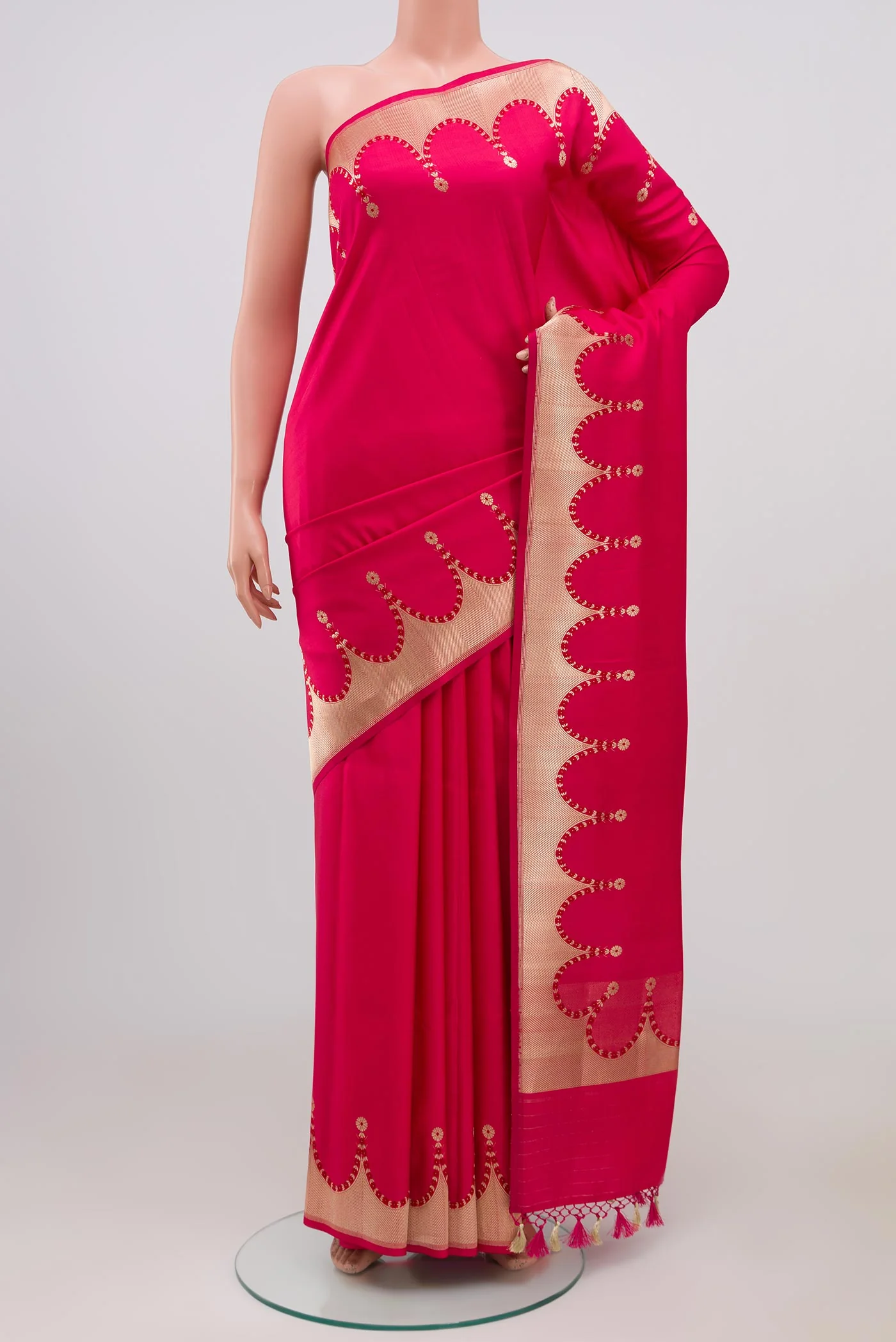 Dark Pink Banarasi Silk Saree