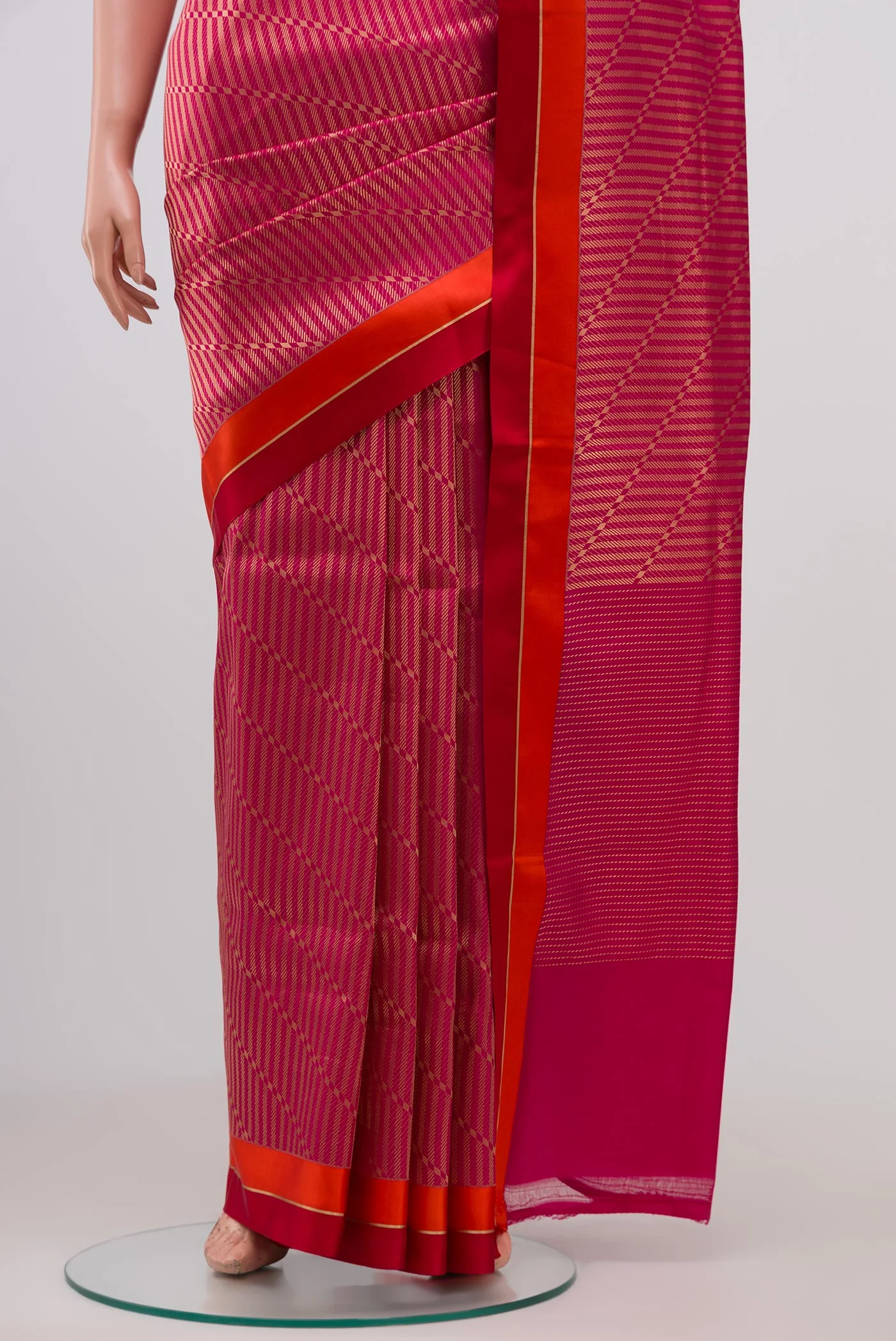 Pink Banarasi Silk Saree - Image 3