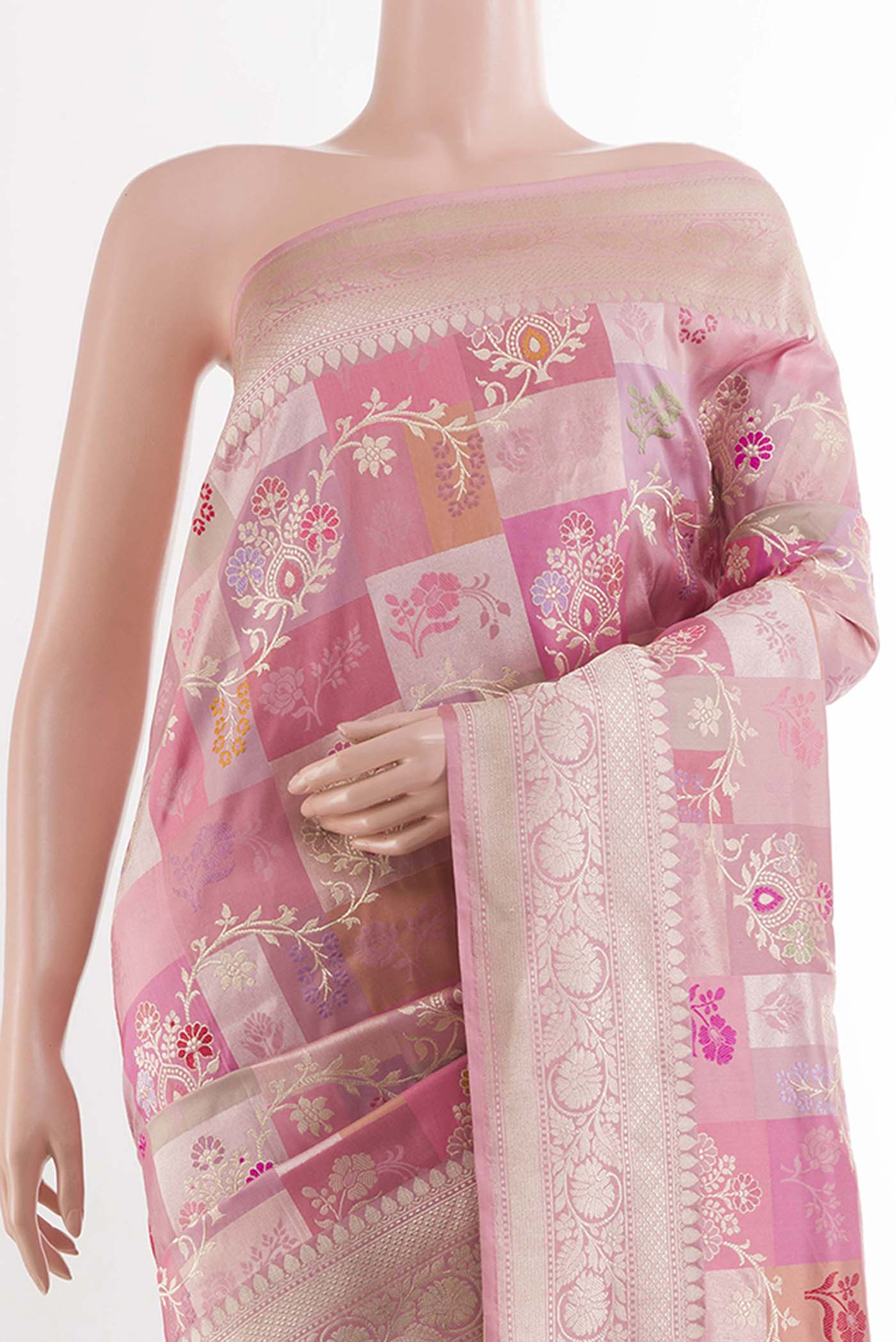 Pink Banarasi Silk Saree - Image 2
