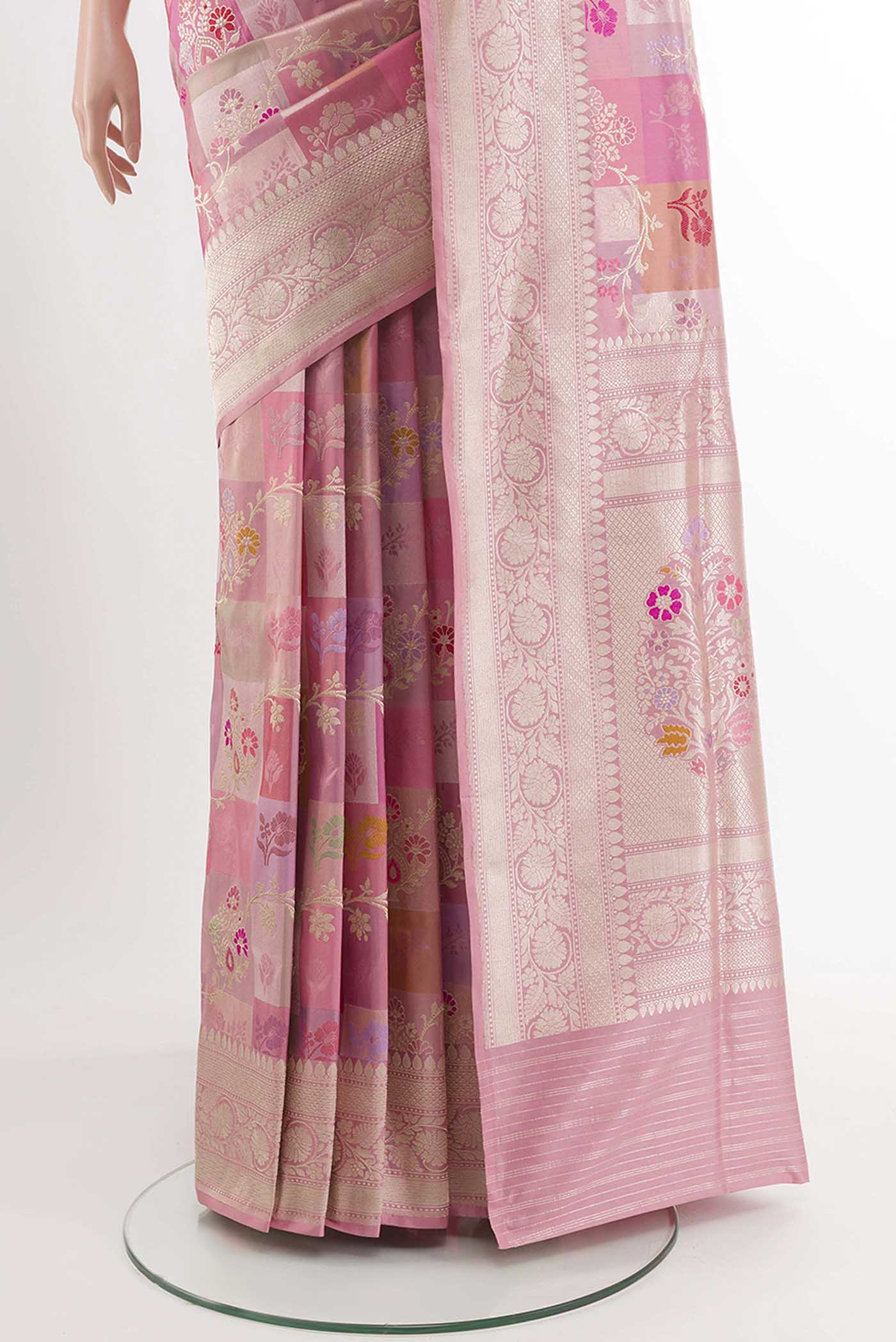 Pink Banarasi Silk Saree - Image 3