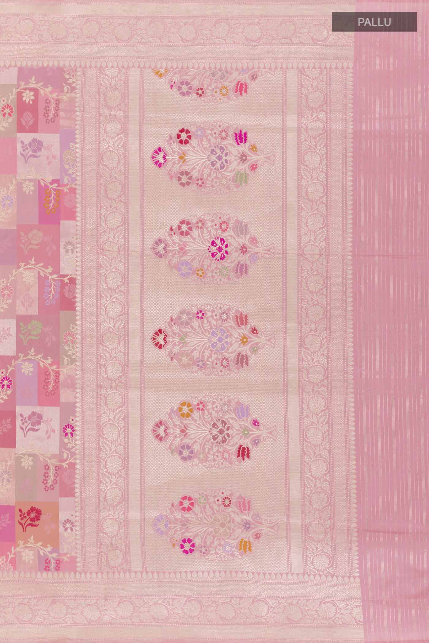 Pink Banarasi Silk Saree - Image 5