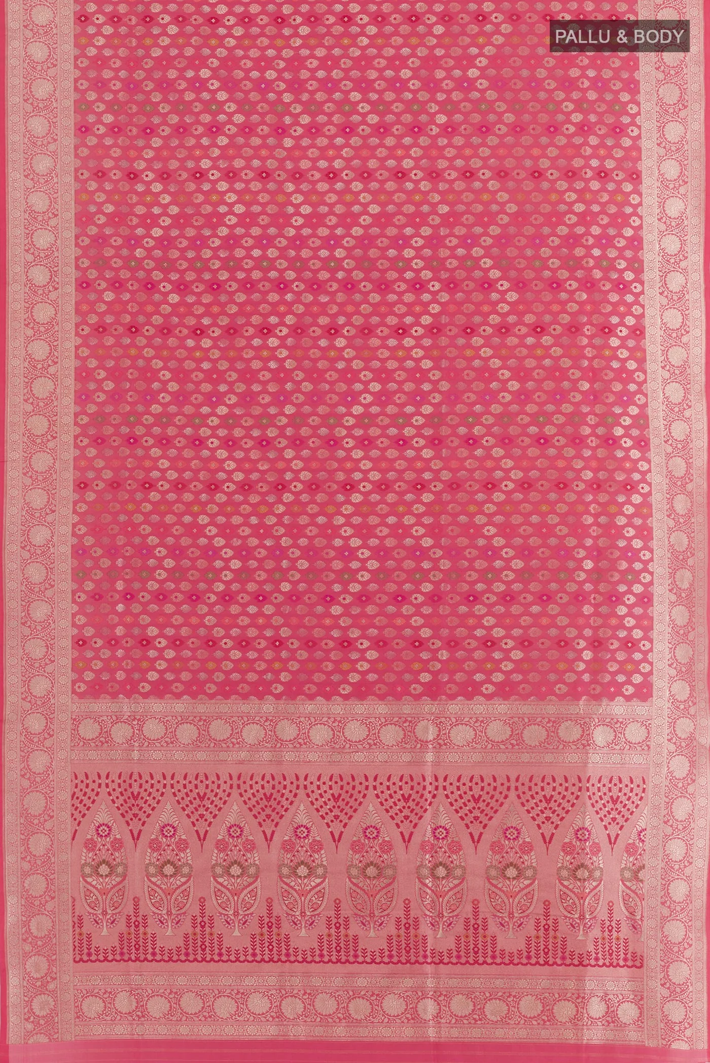 Pink Banarasi Silk Saree - Image 3