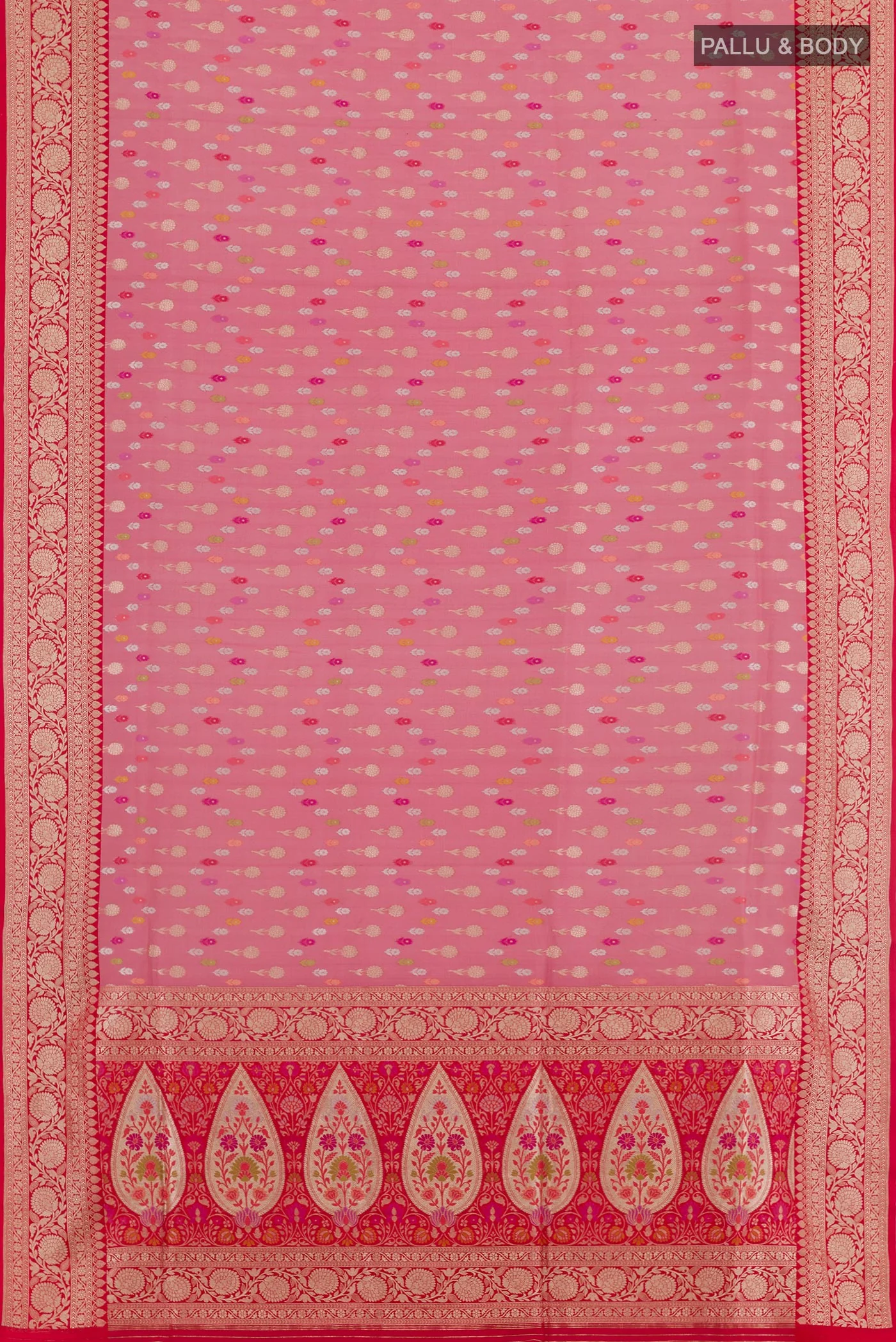 Pink Banarasi Silk Saree - Image 3