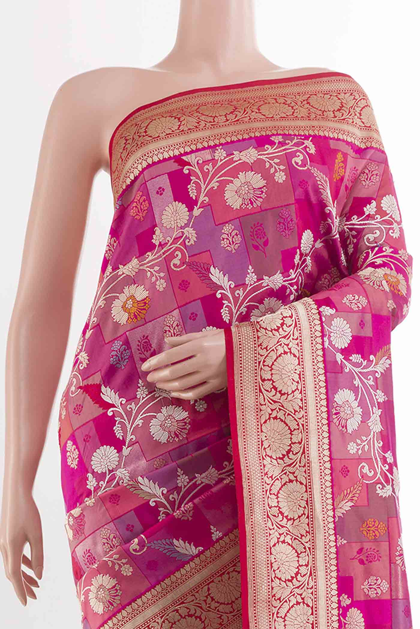 Pink Banarasi Silk Saree - Image 2