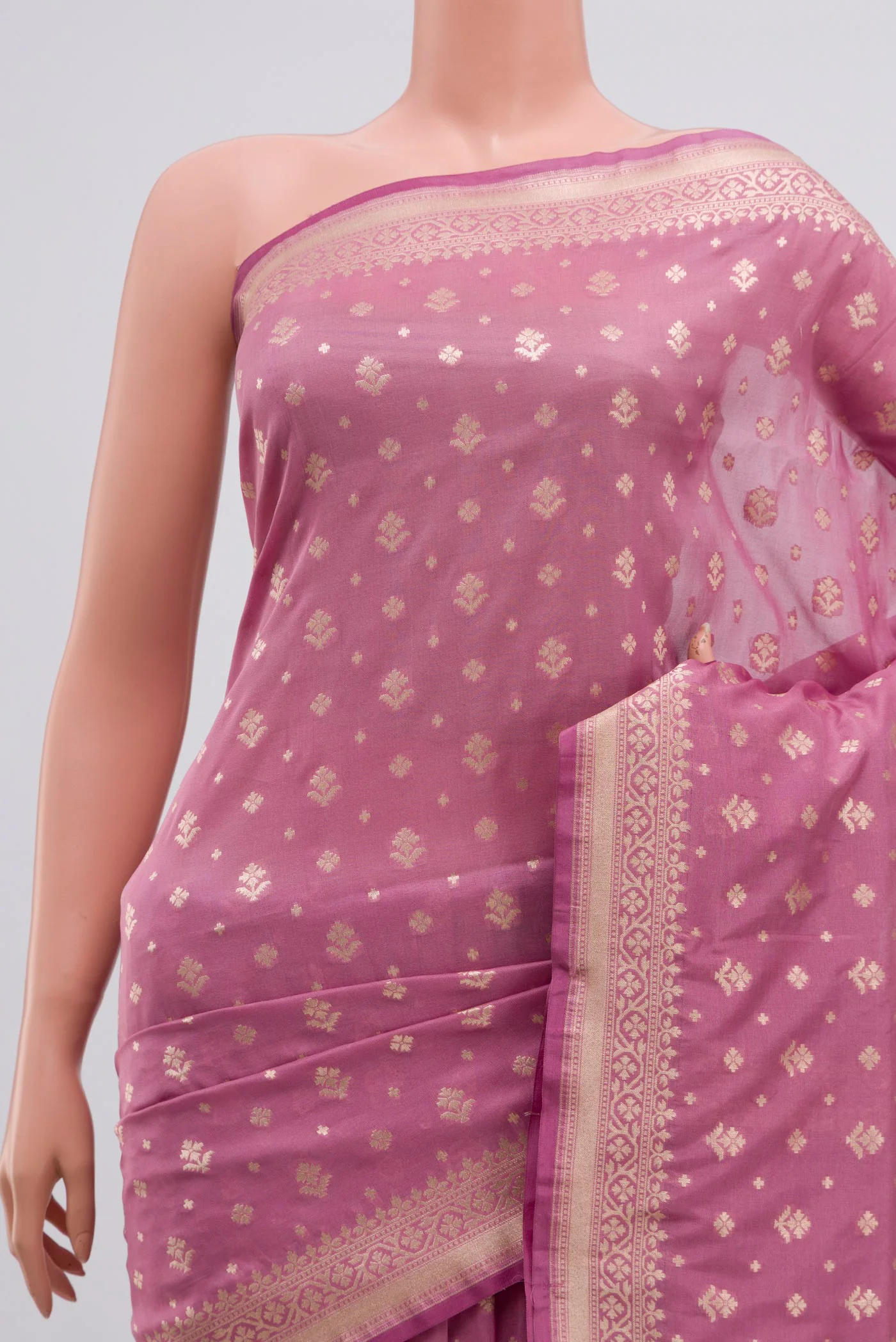 Rose pink Banarasi Silk Saree - Image 2