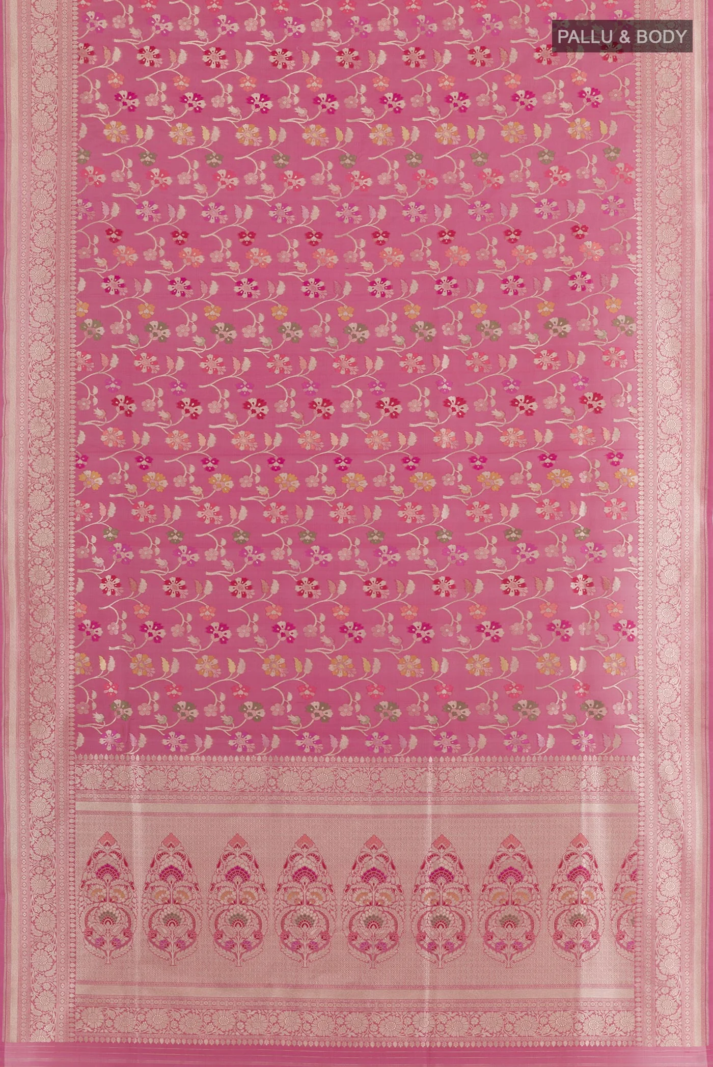 Pink Banarasi Silk Saree - Image 3