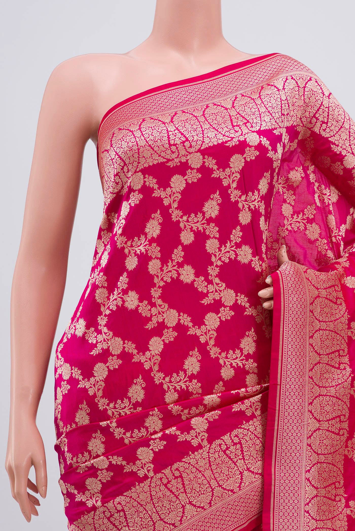 Pink Banarasi Silk Saree - Image 2