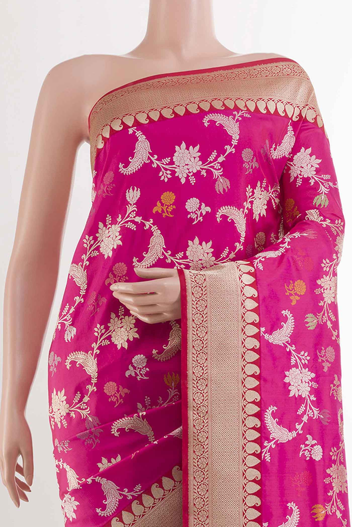 Pink Banarasi Silk Saree - Image 2