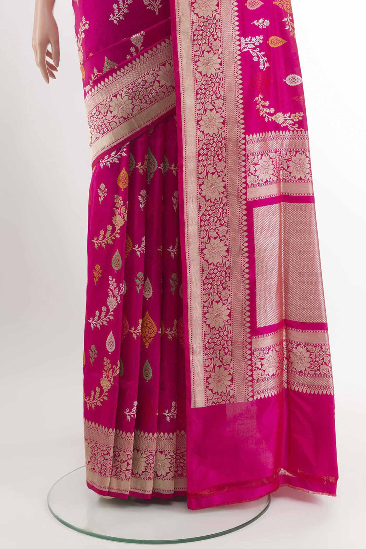 Pink Banarasi Silk Saree - Image 3