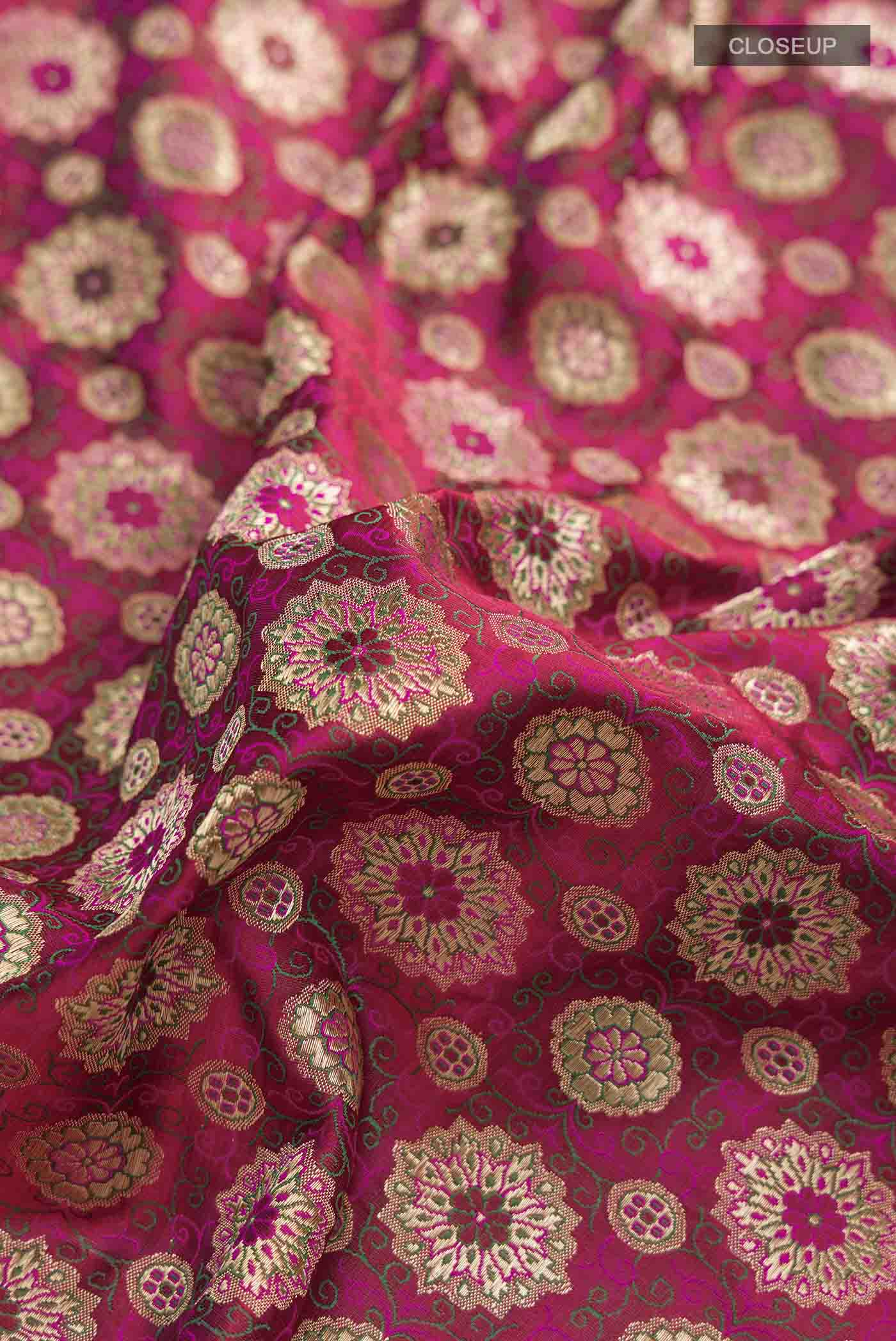 Pink Banarasi Silk Saree - Image 2