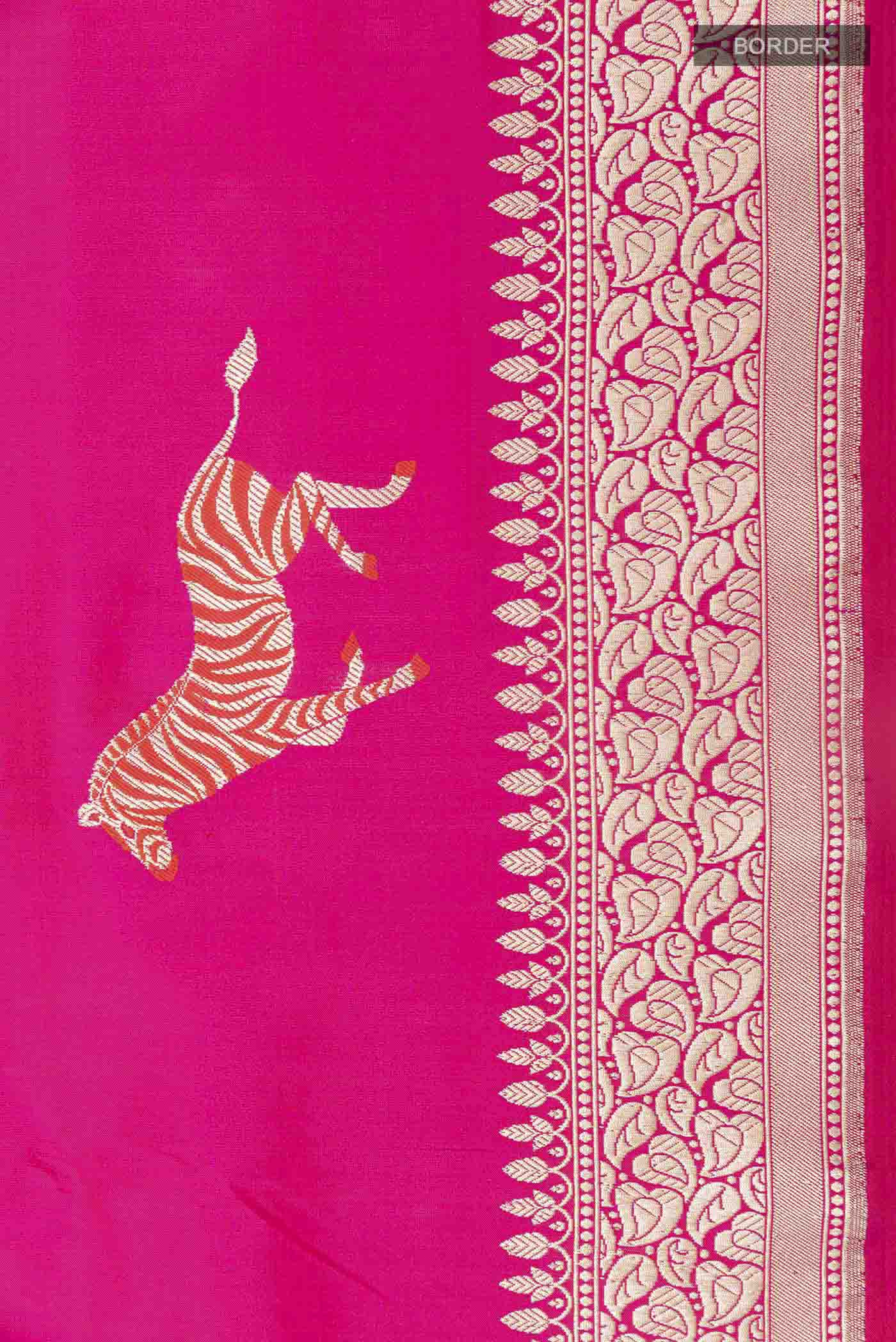 Pink Banarasi Silk Saree - Image 3