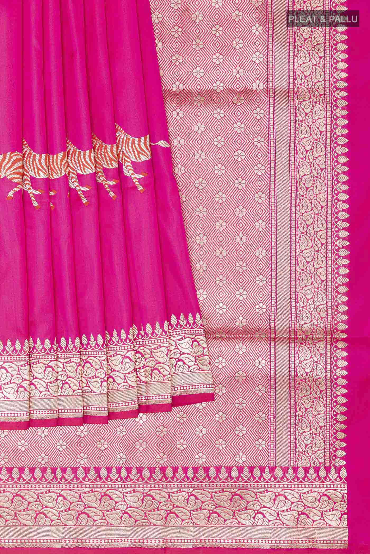 Pink Banarasi Silk Saree - Image 4