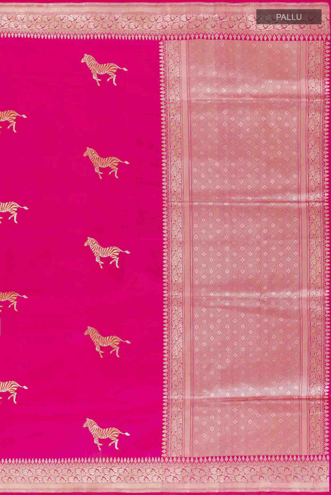 Pink Banarasi Silk Saree - Image 7