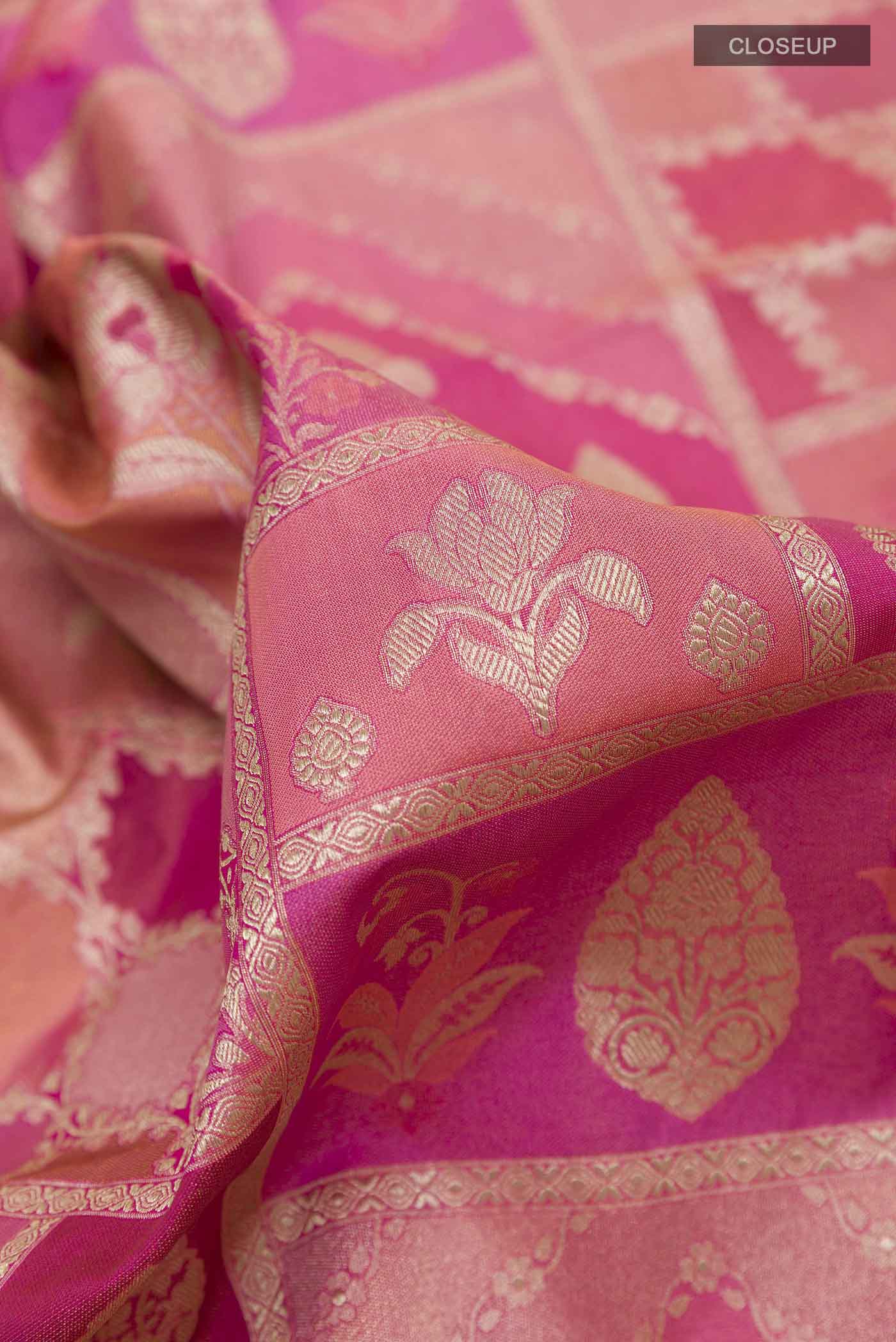 Pink Banarasi Silk Saree - Image 2