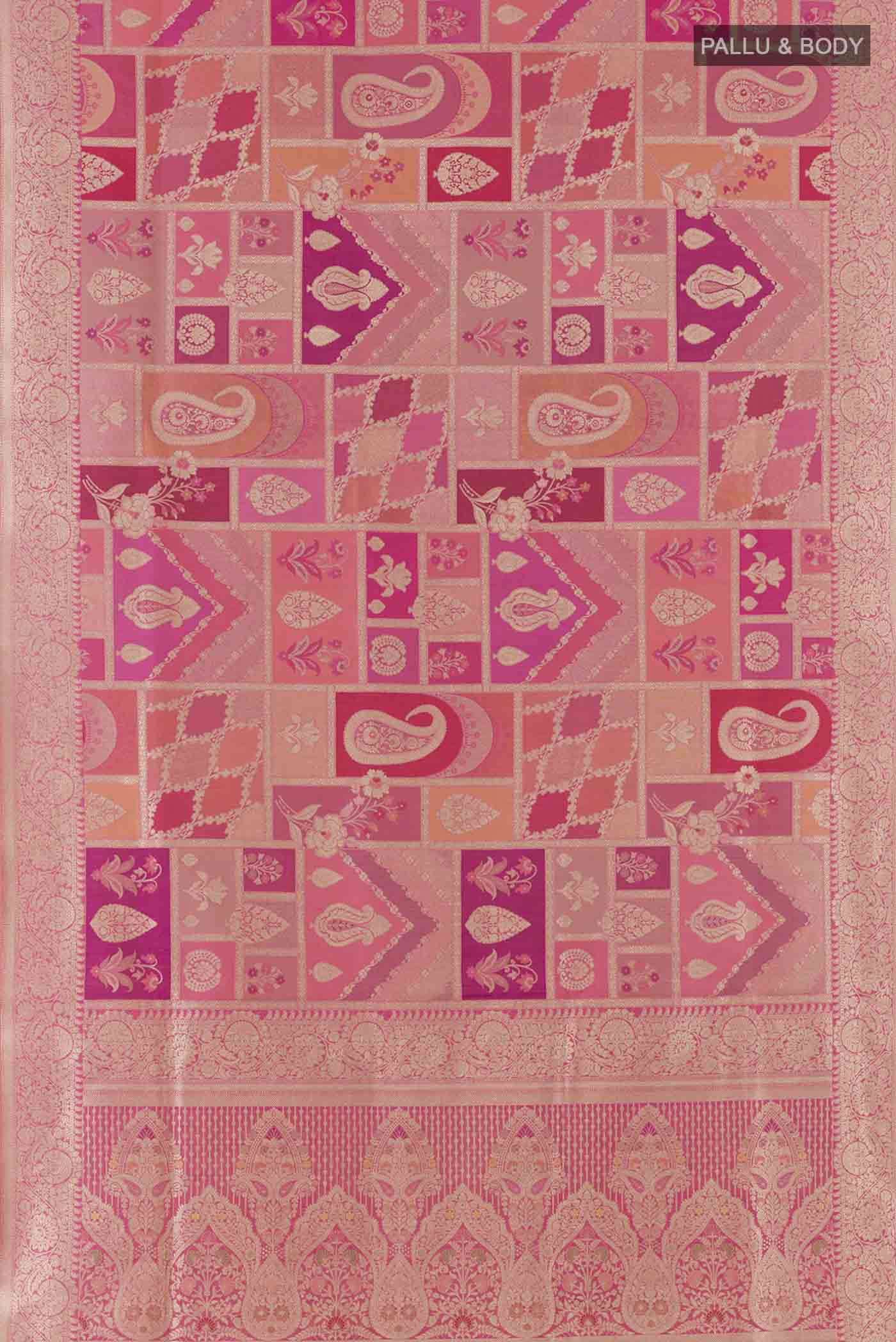Pink Banarasi Silk Saree - Image 6