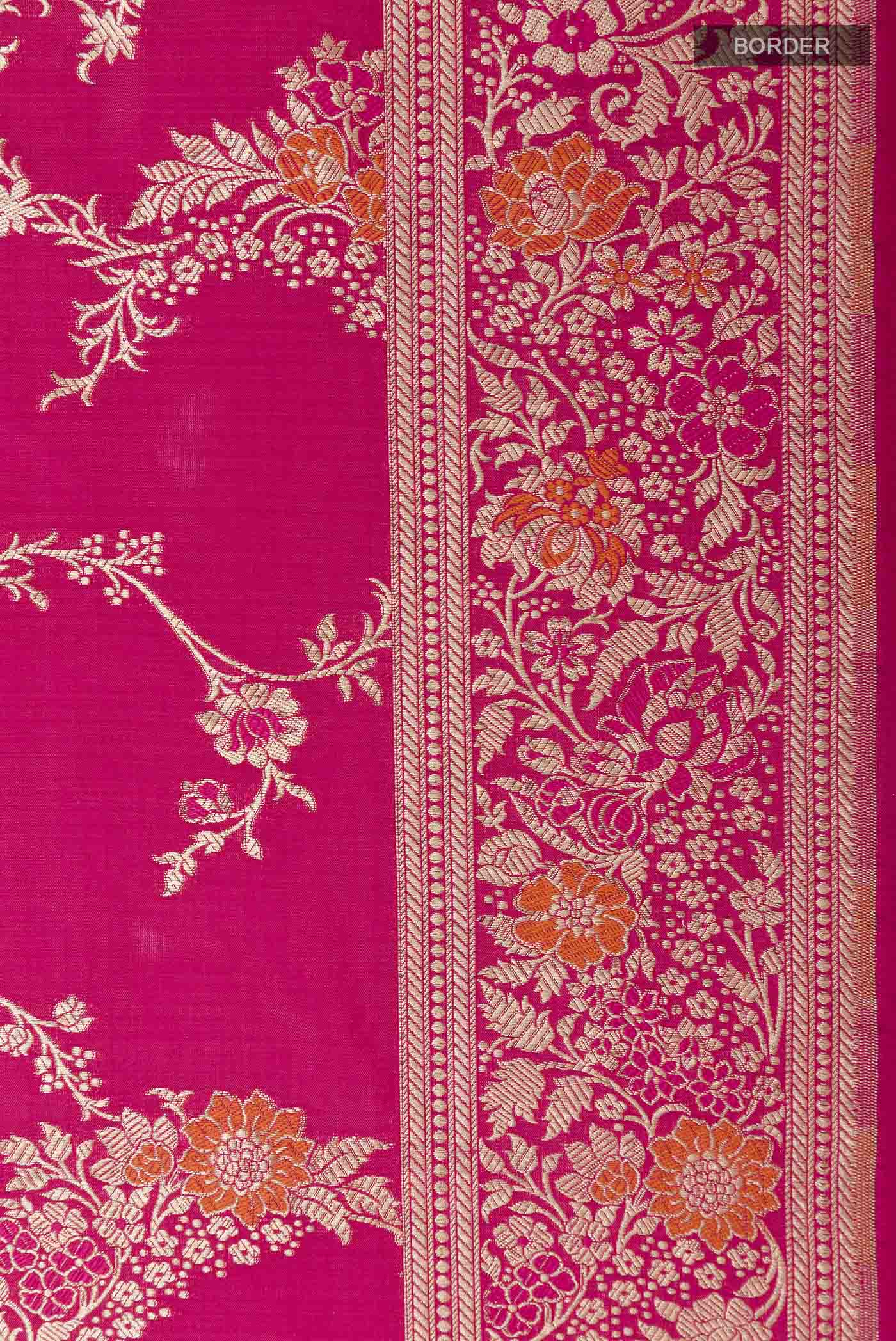 Pink Banarasi Silk Saree - Image 3